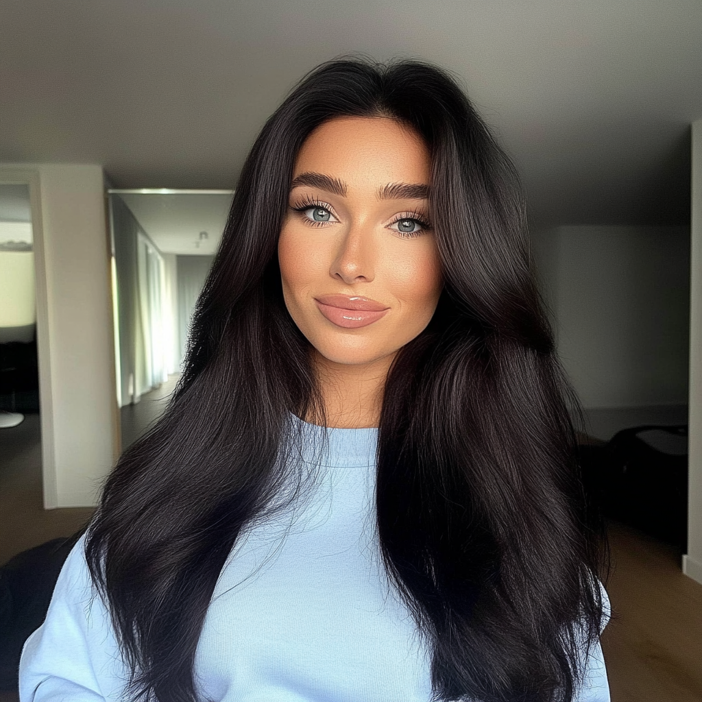 Jet Black #1 Seamless Clip-in Extensions - 100% Real Remy Human Hair