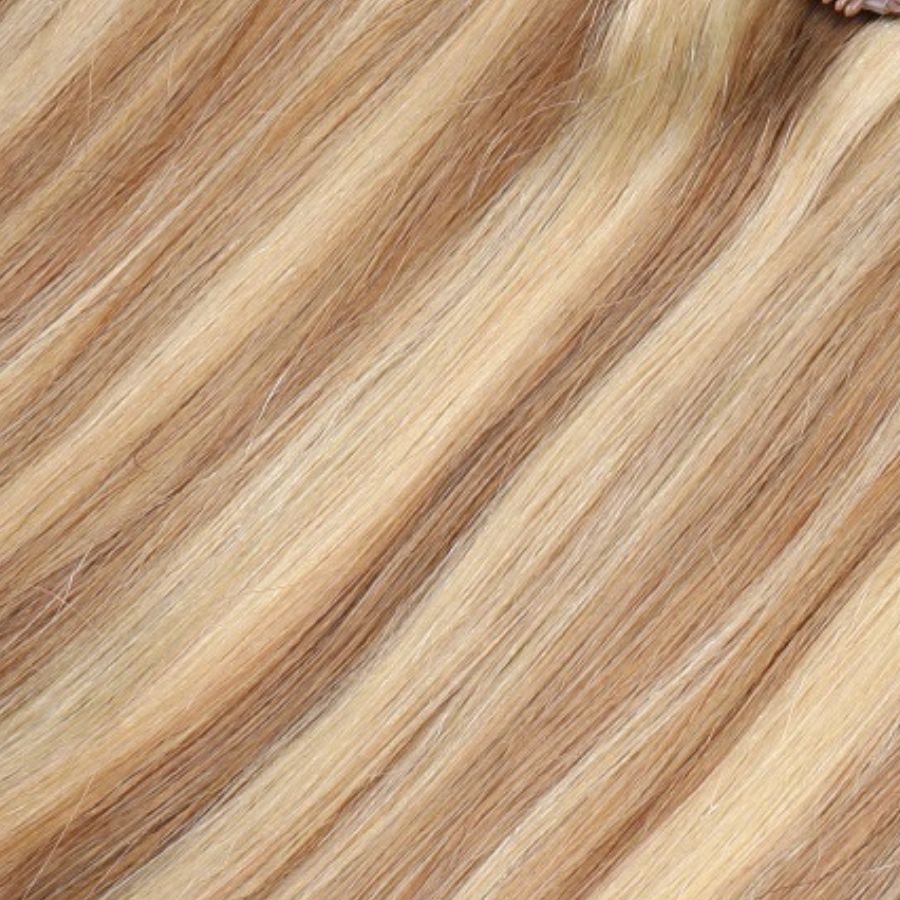 Honey Brown & Ash Blonde #12/24 Volumizing 1-piece Clip-in Weft - 100% Real Remy Human Hair
