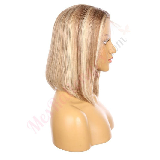 12" #8t/18/60/bob Rooted Mixed Blonde Remy Human Hair Short Wig 12inch, Square Cut Bob
