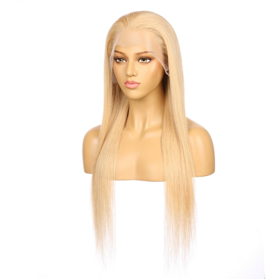 22" #27 Light Blonde Remy Human Hair Long Wig 22inch