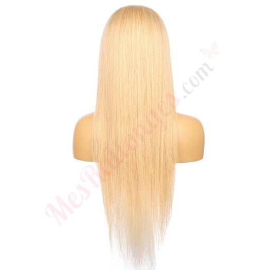 22" #27 Light Blonde Remy Human Hair Long Wig 22inch