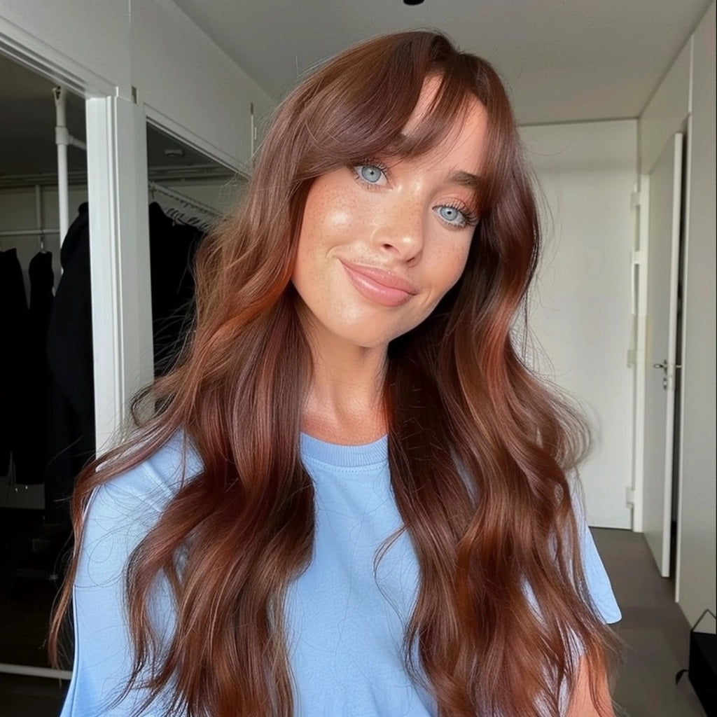 Extensions de cheveux queue de cheval Auburn foncé #33 - 100 % vrais cheveux humains Remy