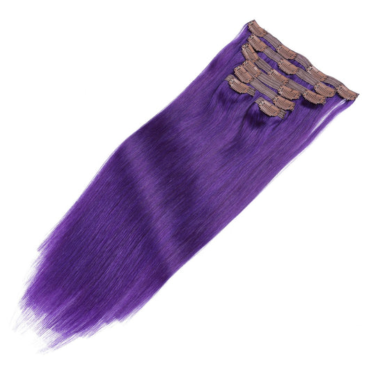 Extensiones de clip sin costuras de color morado: cabello humano Remy 100 % real