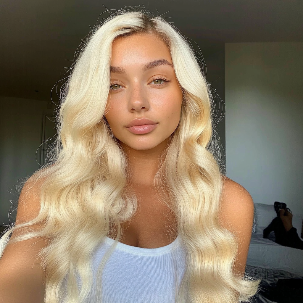 Bleach Blonde #613 Invisible Wire Hair Extensions - 100% Real Remy Human Hair