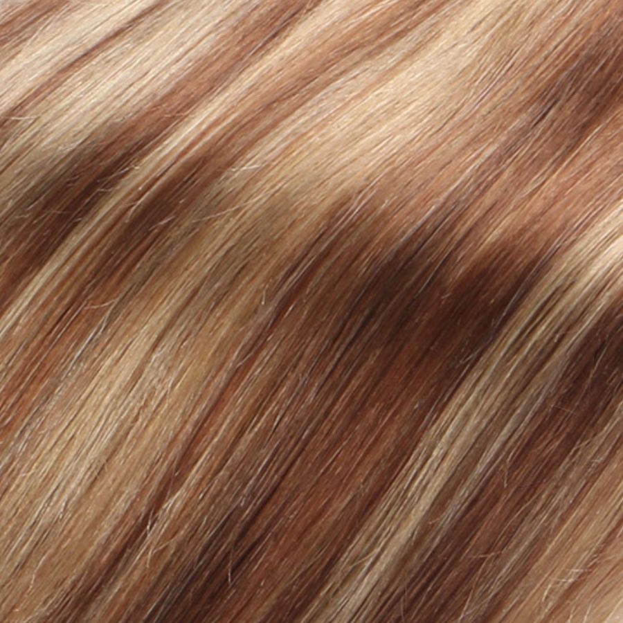 Extensions de cheveux queue de cheval balayage châtain brun #6t6/18 - 100 % vrais cheveux humains Remy
