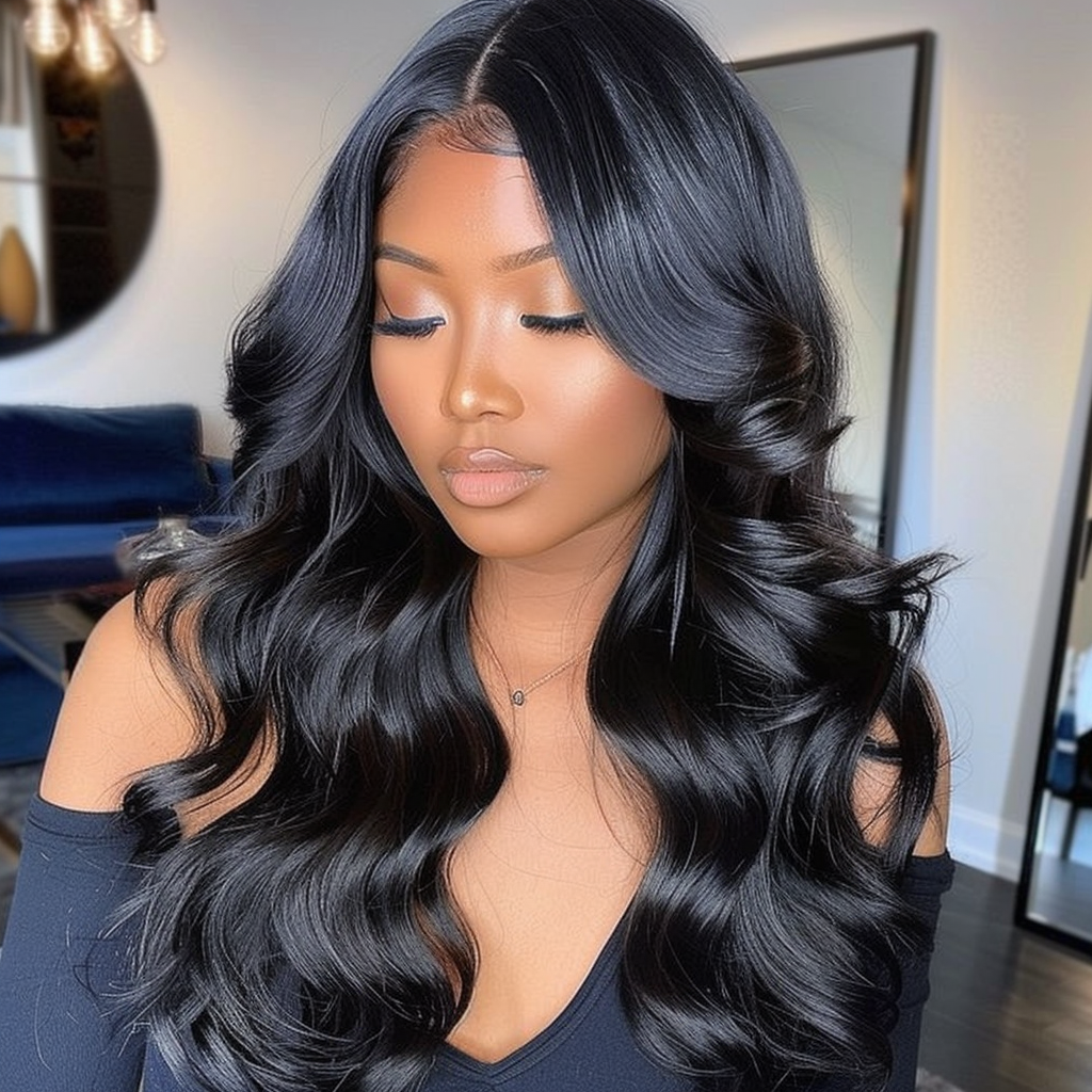 Camila - Long Natural Black #1b Remy Human Hair Wig 18 Inches