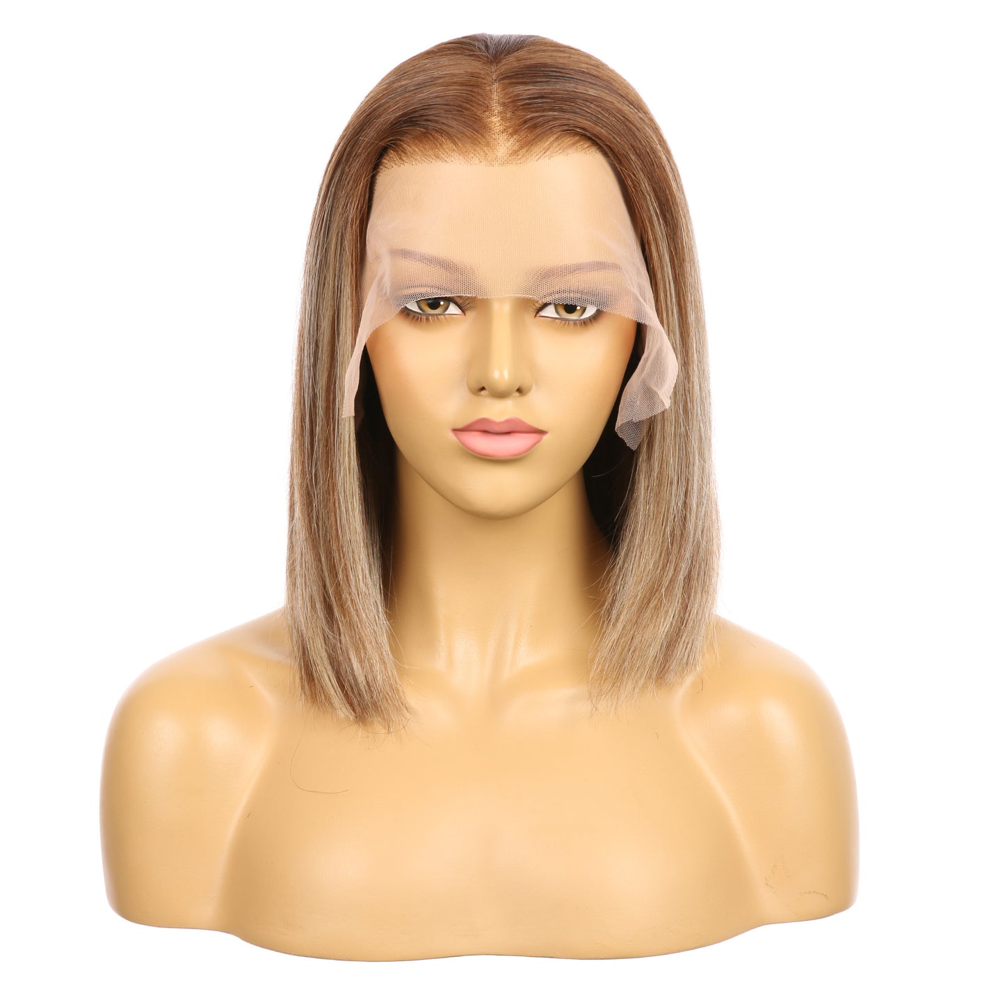 10" 4T 4/24 - Couleur courte #4T 4/24 Perruque de cheveux humains Remy 10 pouces Brun / Blond cendré