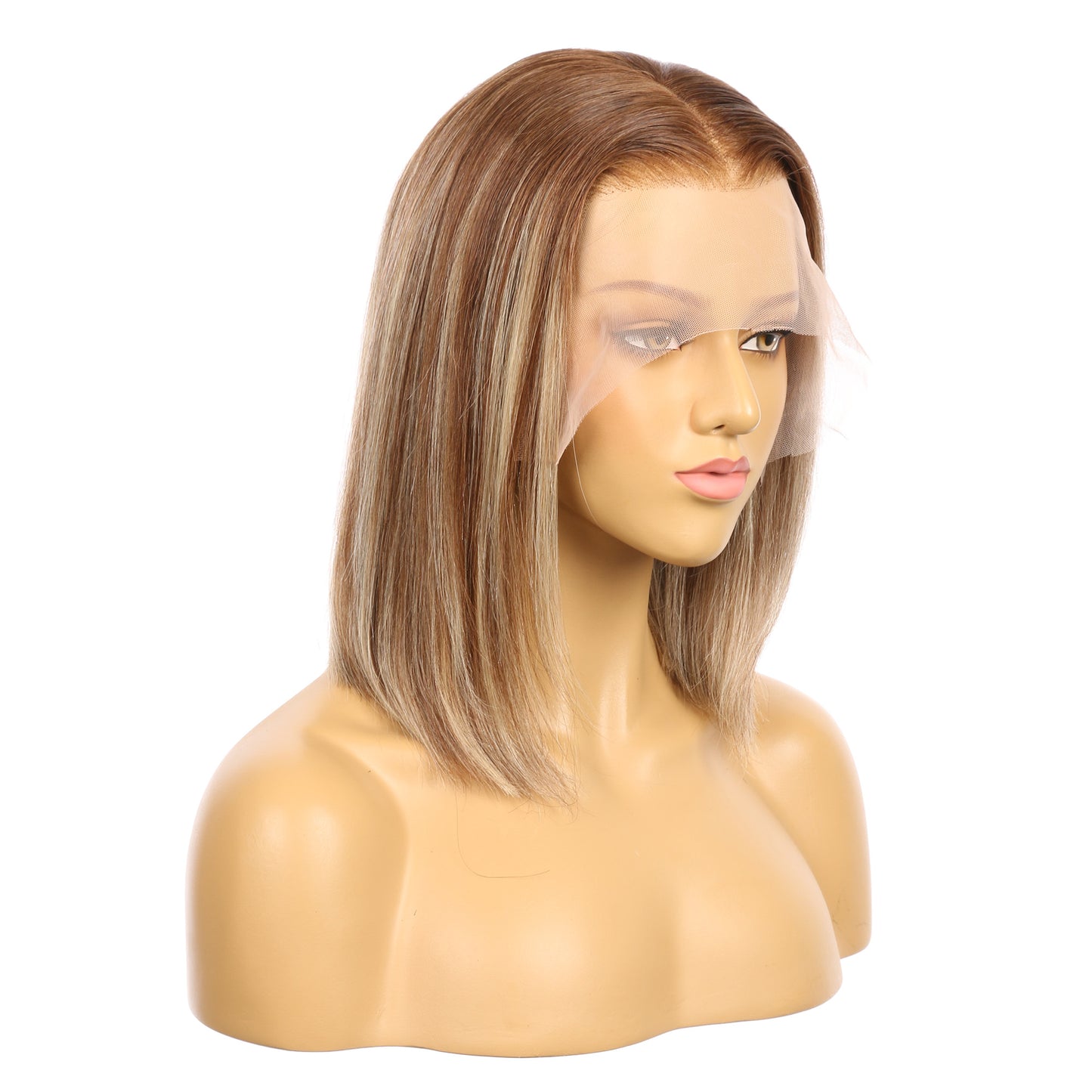 10" 4T 4/24 - Couleur courte #4T 4/24 Perruque de cheveux humains Remy 10 pouces Brun / Blond cendré