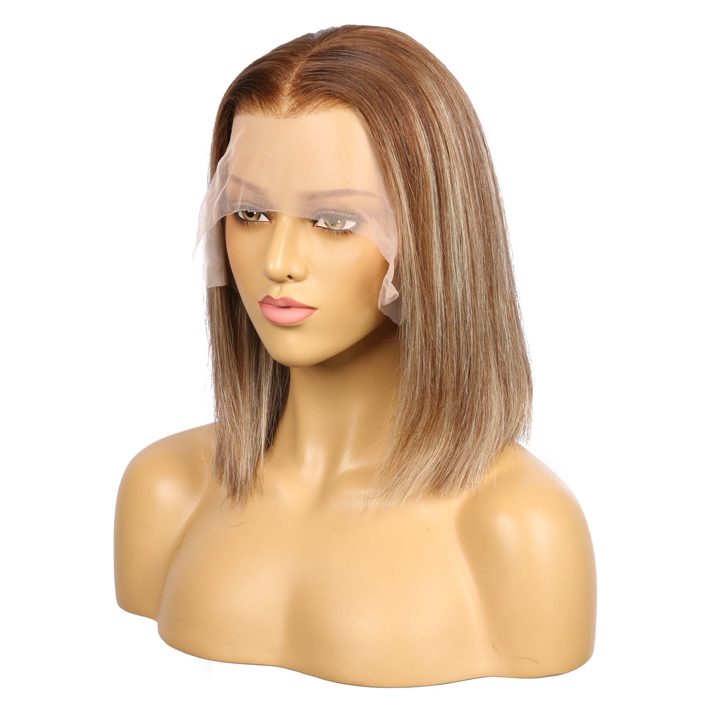 10" 4T 4/24 - Couleur courte #4T 4/24 Perruque de cheveux humains Remy 10 pouces Brun / Blond cendré