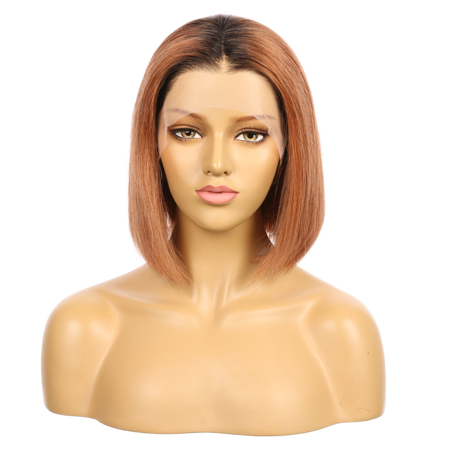 10" #1bt/33-bobo - Perruque de cheveux humains Remy couleur courte #1bt/33-bobo 10 pouces Auburn foncé