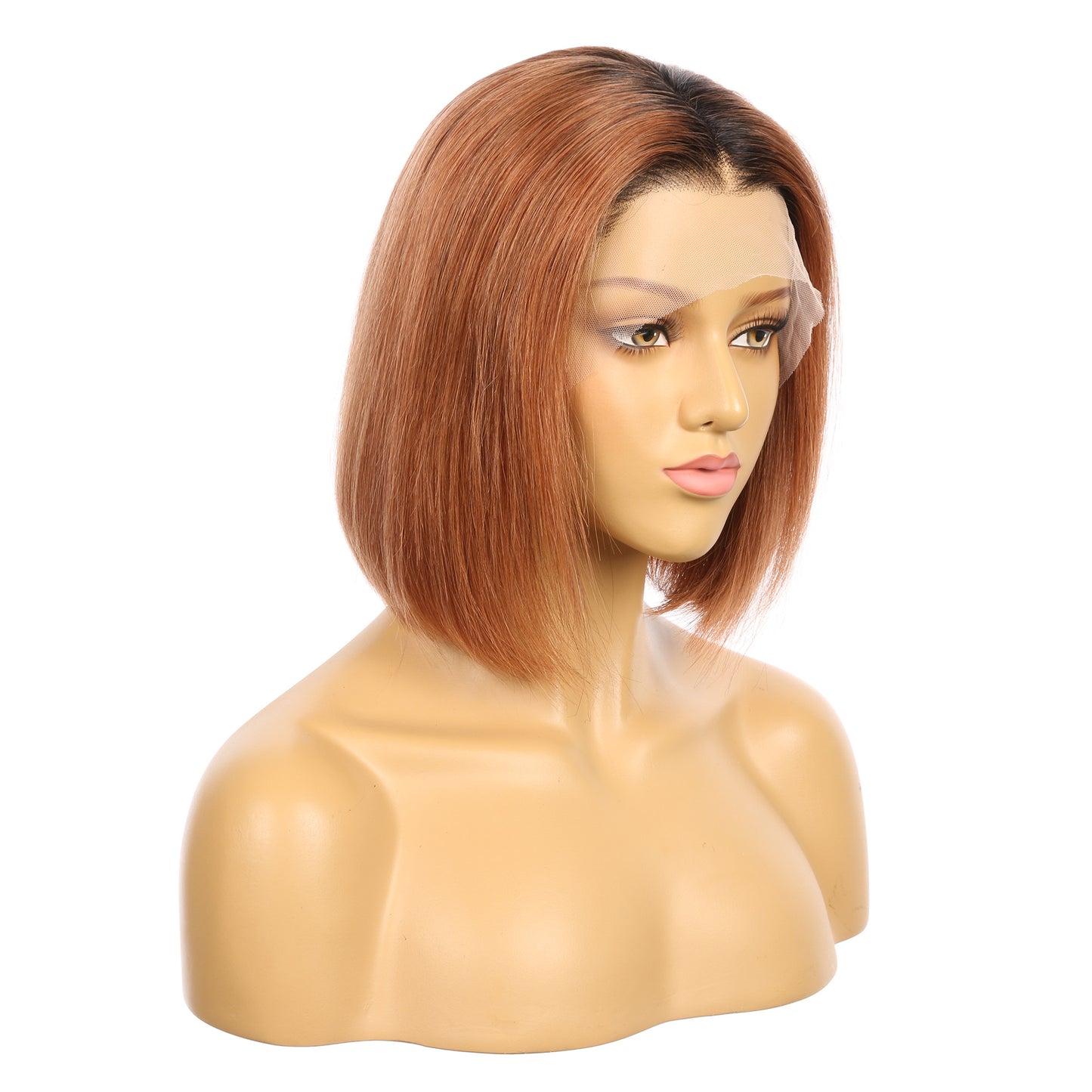 10" #1bt/33-bobo - Perruque de cheveux humains Remy couleur courte #1bt/33-bobo 10 pouces Auburn foncé