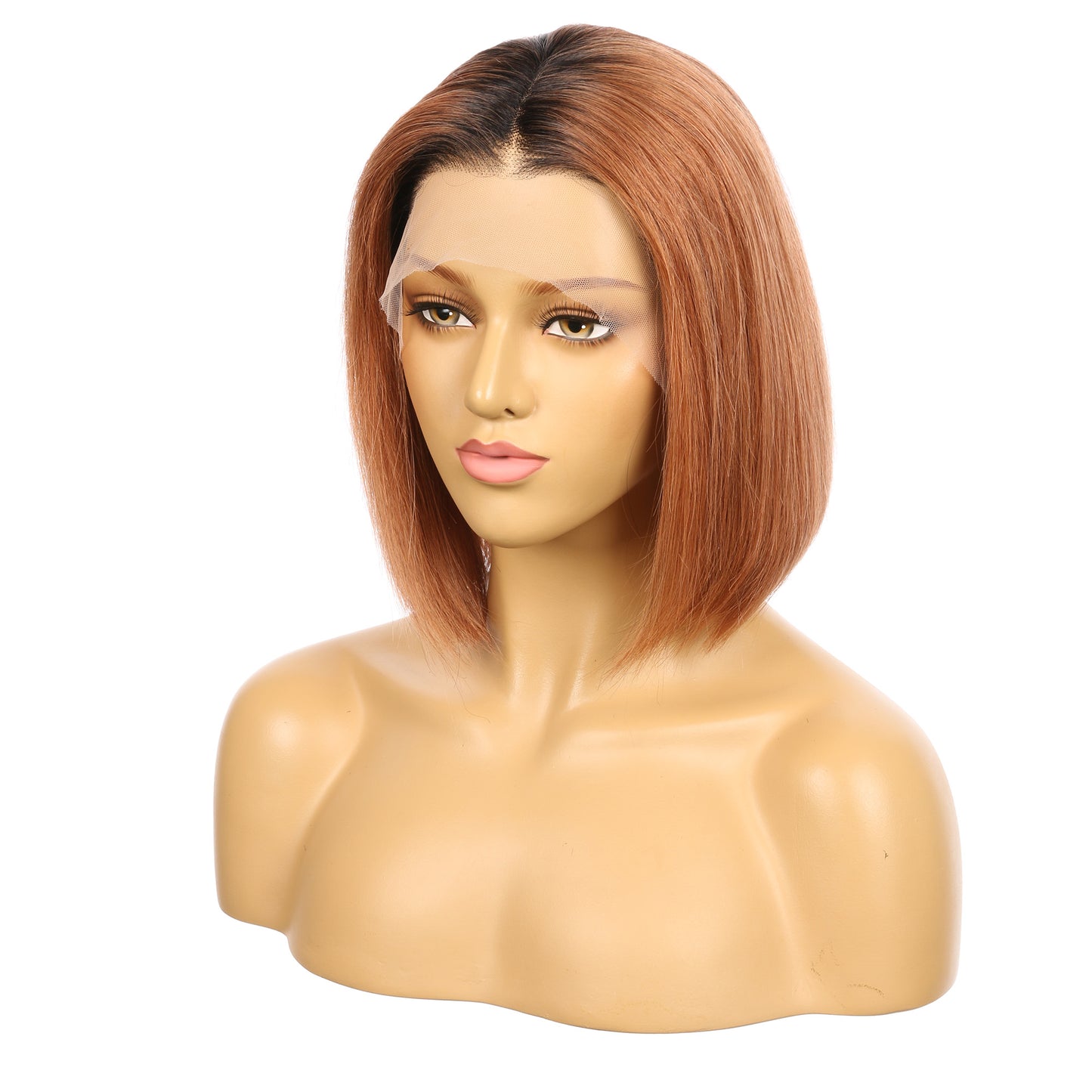 10" #1bt/33-bobo - Perruque de cheveux humains Remy couleur courte #1bt/33-bobo 10 pouces Auburn foncé