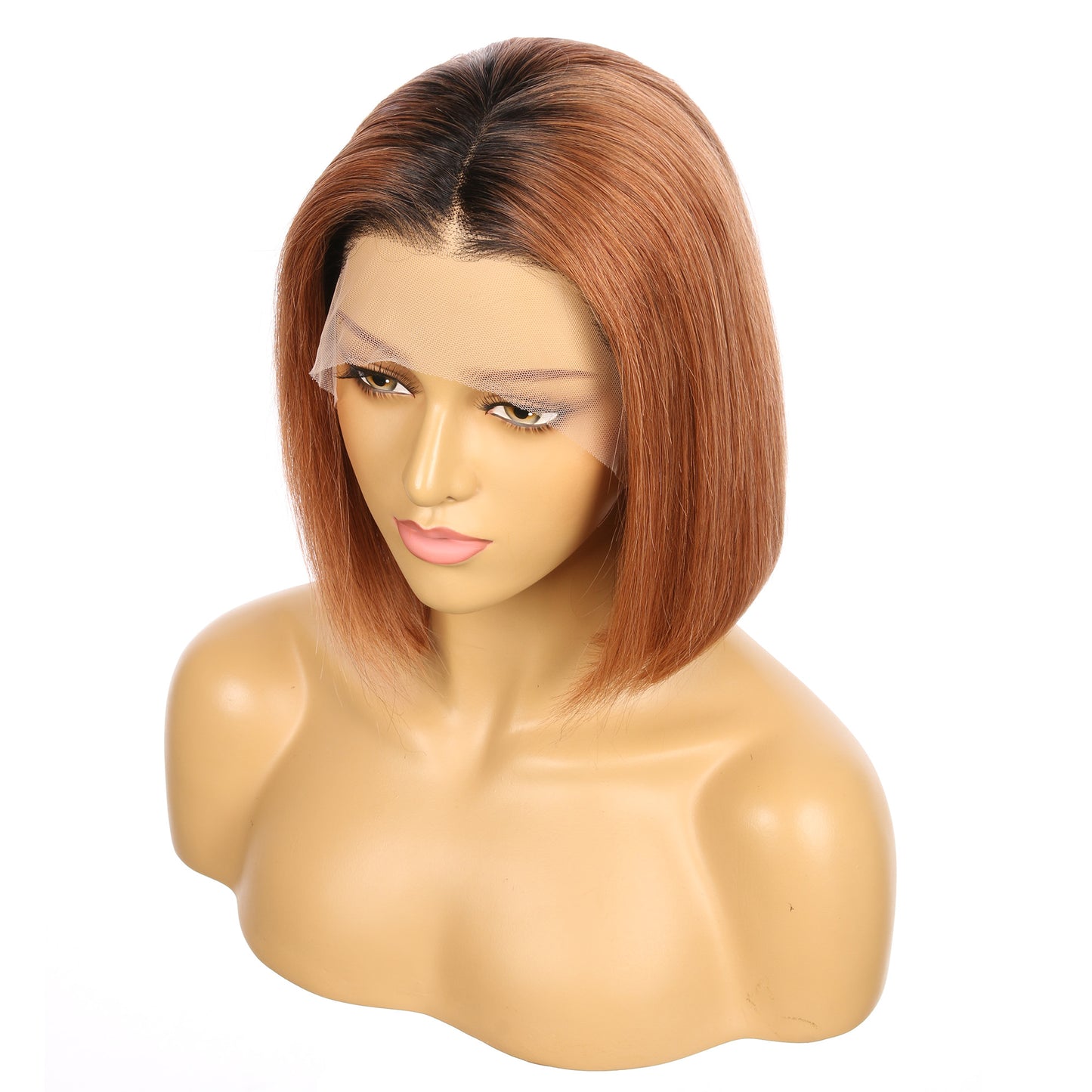 10" #1bt/33-bobo - Perruque de cheveux humains Remy couleur courte #1bt/33-bobo 10 pouces Auburn foncé