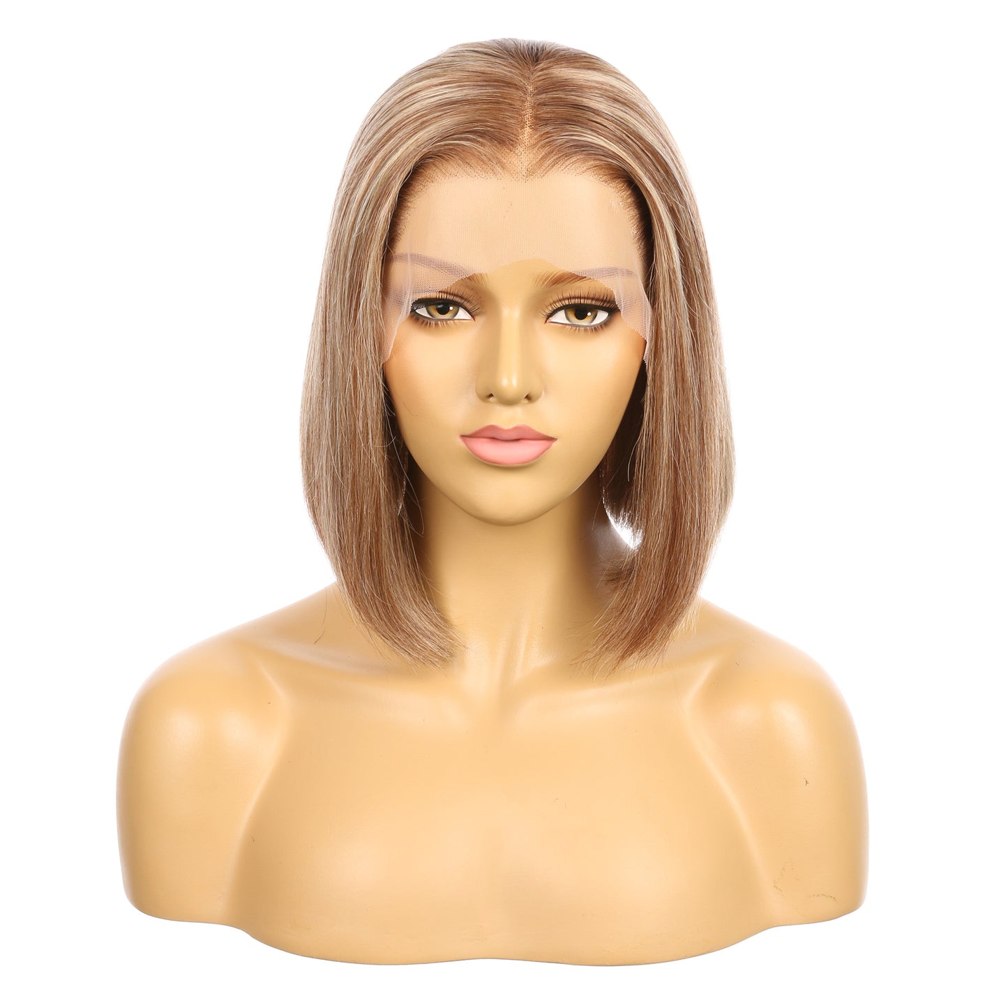 10" #6t/6/613 - Couleur courte #6t/6/613 Perruque de cheveux humains Remy 10 pouces Marron châtain / Blond décoloré