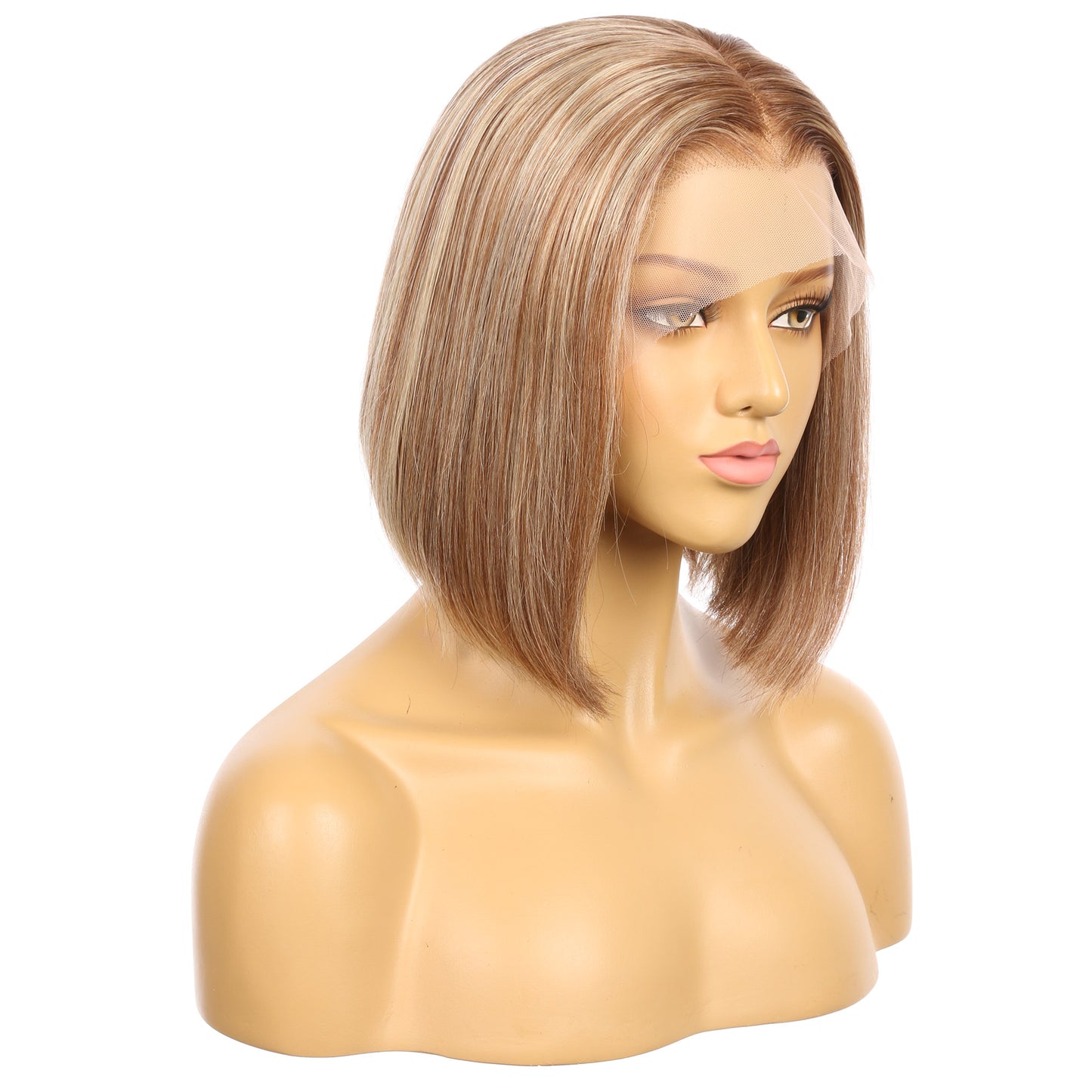 10" #6t/6/613 - Couleur courte #6t/6/613 Perruque de cheveux humains Remy 10 pouces Marron châtain / Blond décoloré