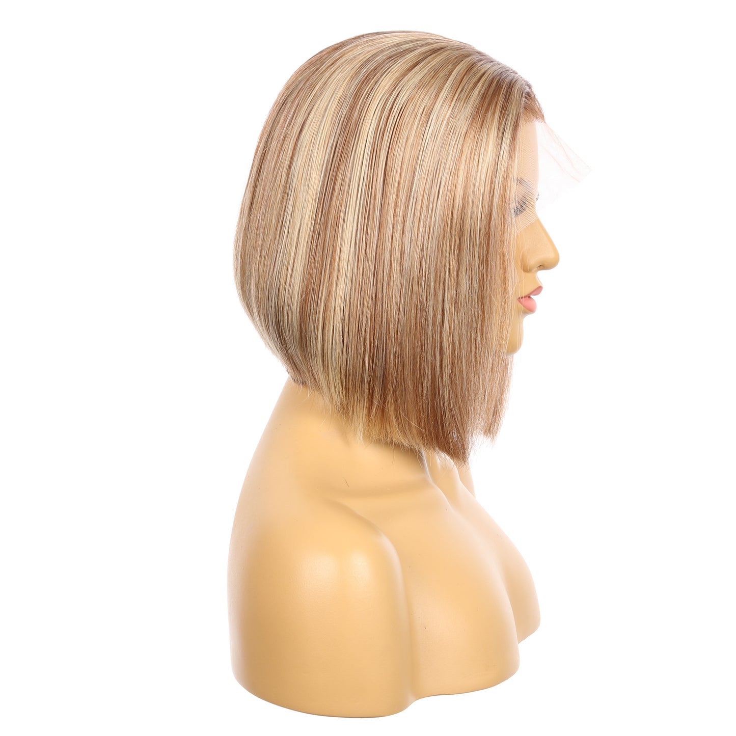 10" #6t/6/613 - Couleur courte #6t/6/613 Perruque de cheveux humains Remy 10 pouces Marron châtain / Blond décoloré
