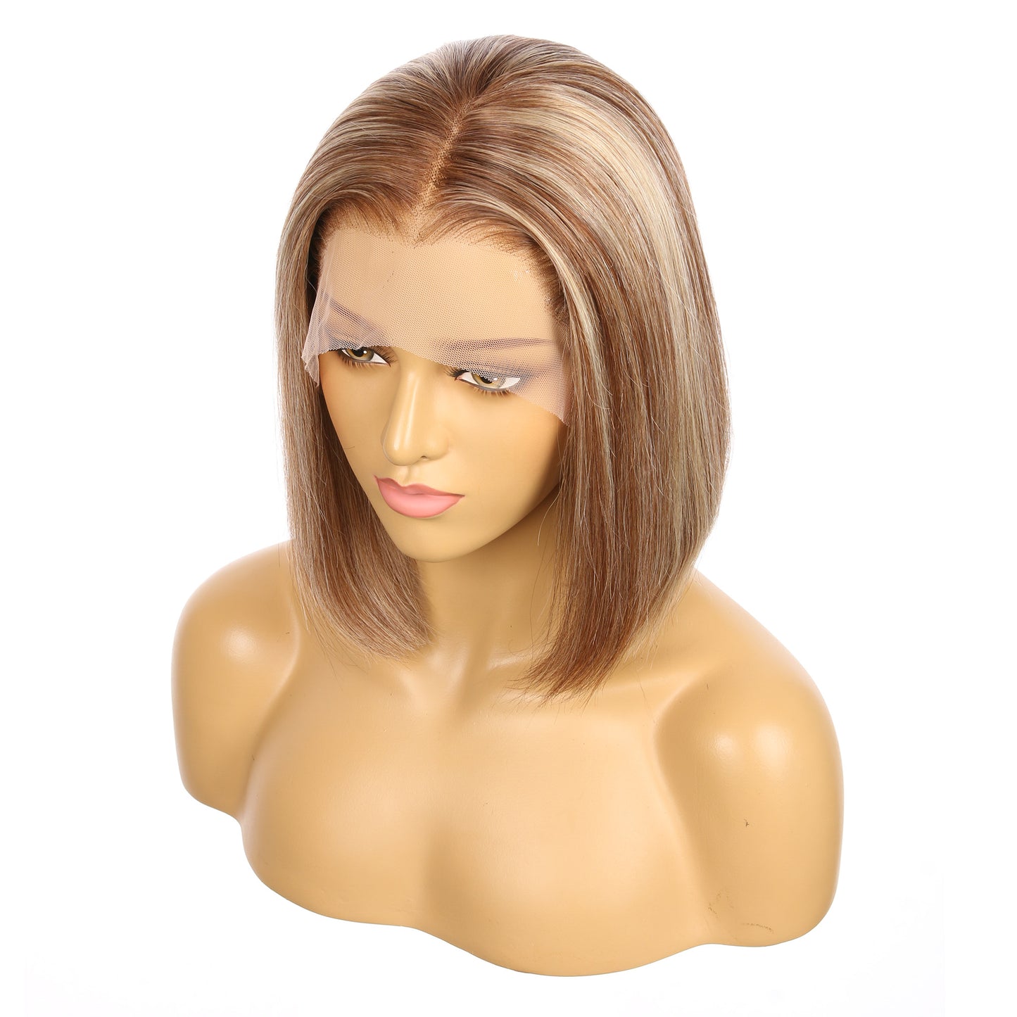 10" #6t/6/613 - Couleur courte #6t/6/613 Perruque de cheveux humains Remy 10 pouces Marron châtain / Blond décoloré