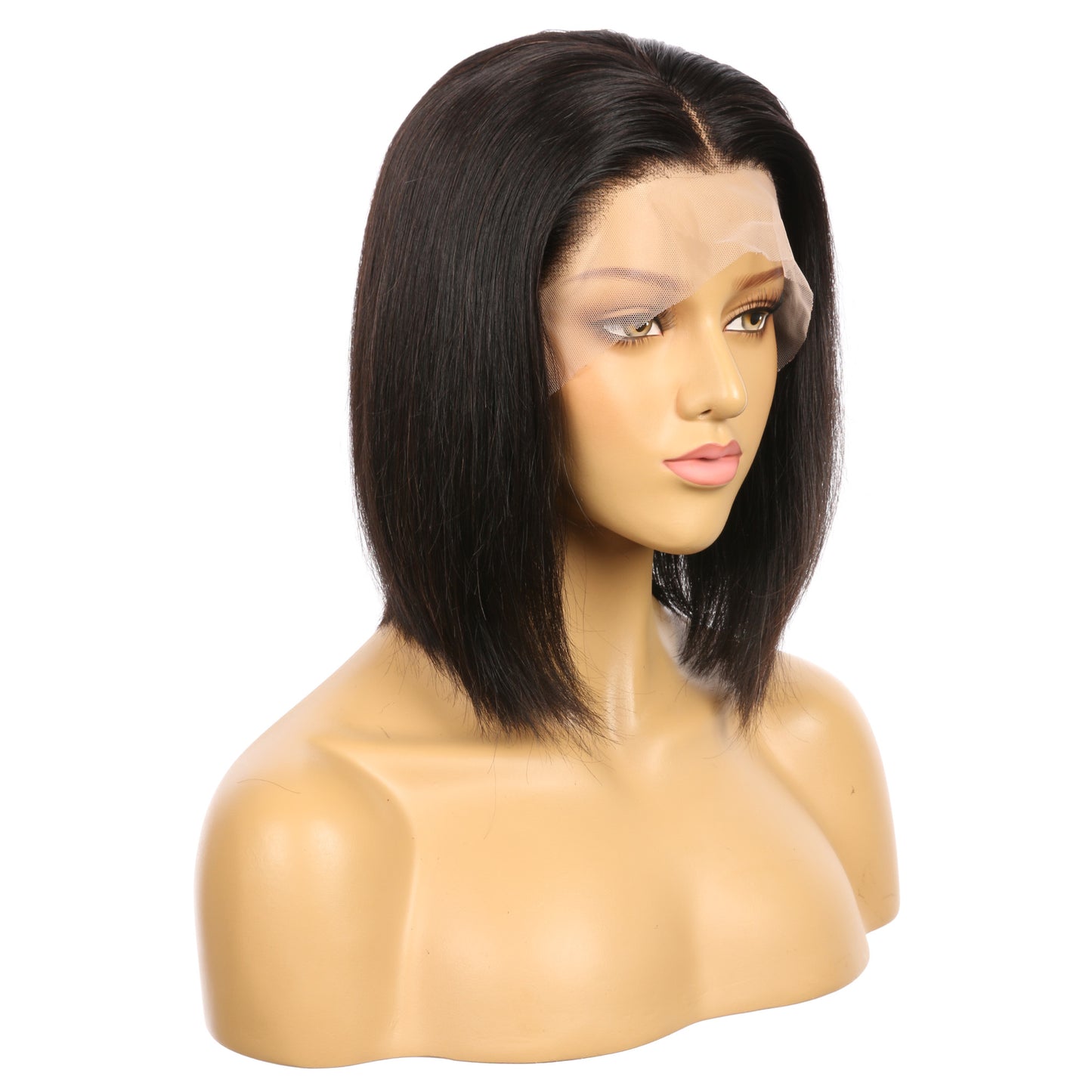 10" # 1b/bob Perruque courte de cheveux humains Remy brun le plus foncé 10 pouces, coupe carrée Bob