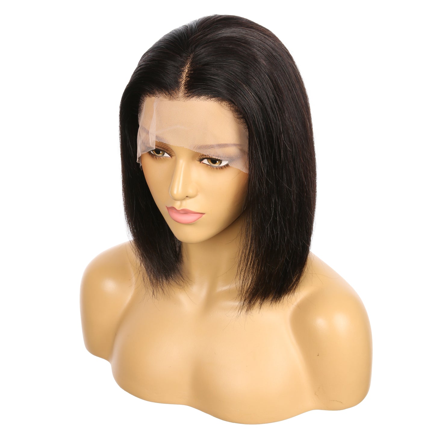 10" # 1b/bob Perruque courte de cheveux humains Remy brun le plus foncé 10 pouces, coupe carrée Bob
