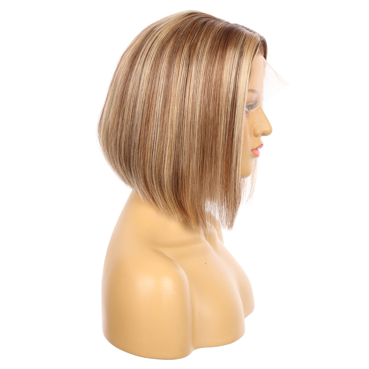 10" #4t/4/27-bobo - Perruque de cheveux humains Remy couleur courte #4t/4/27 10 pouces marron/blond fraise mis en évidence