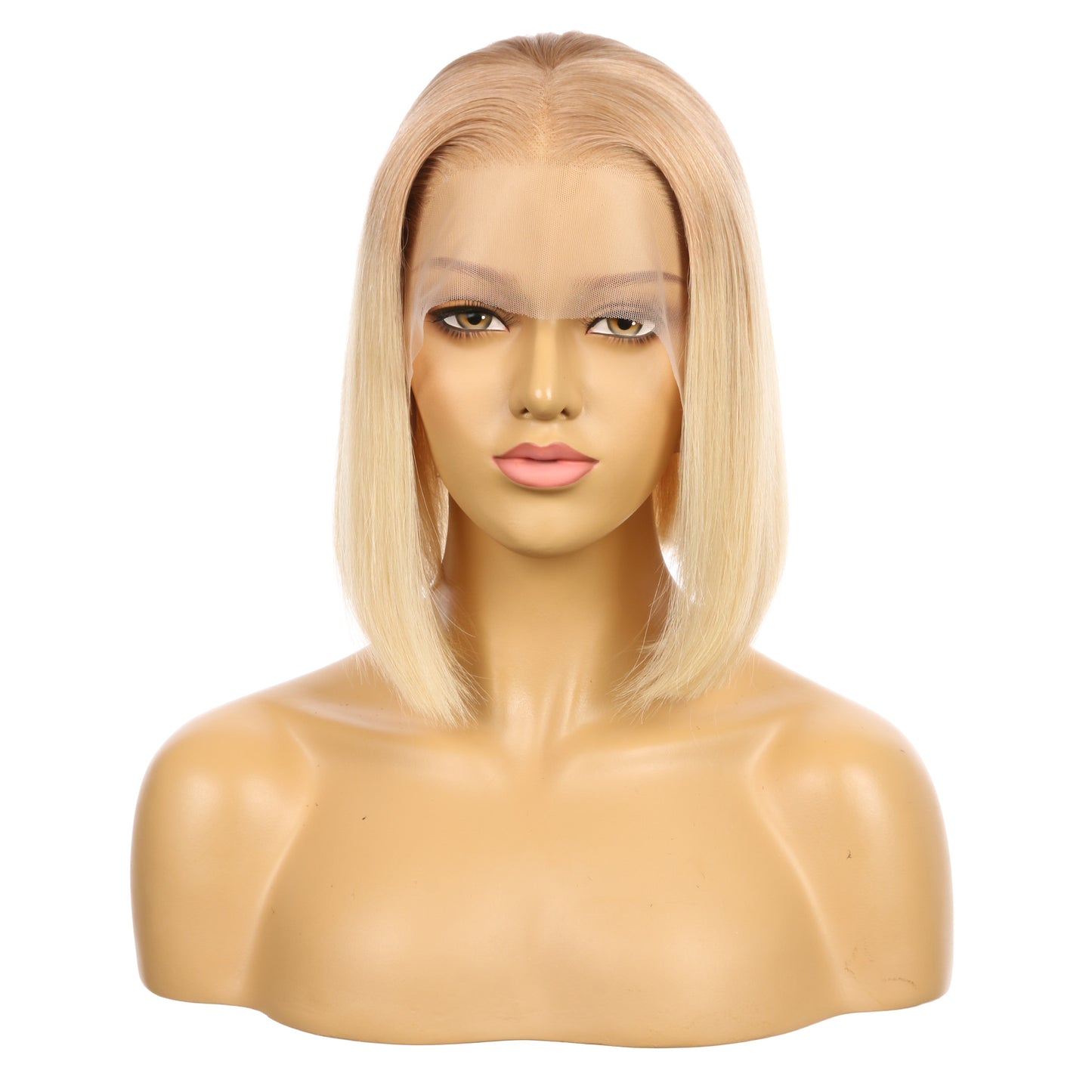 10" 12T613 - Couleur courte #12T613 Perruque de cheveux humains Remy 10 pouces Brun miel / Blond décoloré