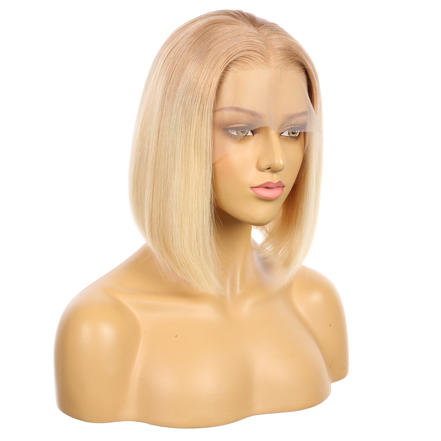 10" 12T613 - Couleur courte #12T613 Perruque de cheveux humains Remy 10 pouces Brun miel / Blond décoloré
