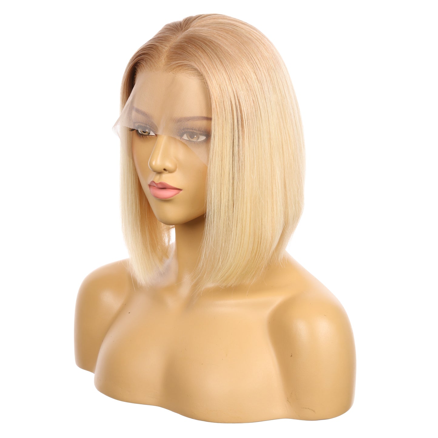 10" 12T613 - Couleur courte #12T613 Perruque de cheveux humains Remy 10 pouces Brun miel / Blond décoloré