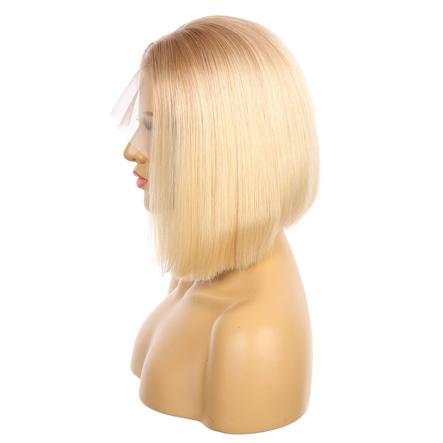 10" 12T613 - Couleur courte #12T613 Perruque de cheveux humains Remy 10 pouces Brun miel / Blond décoloré
