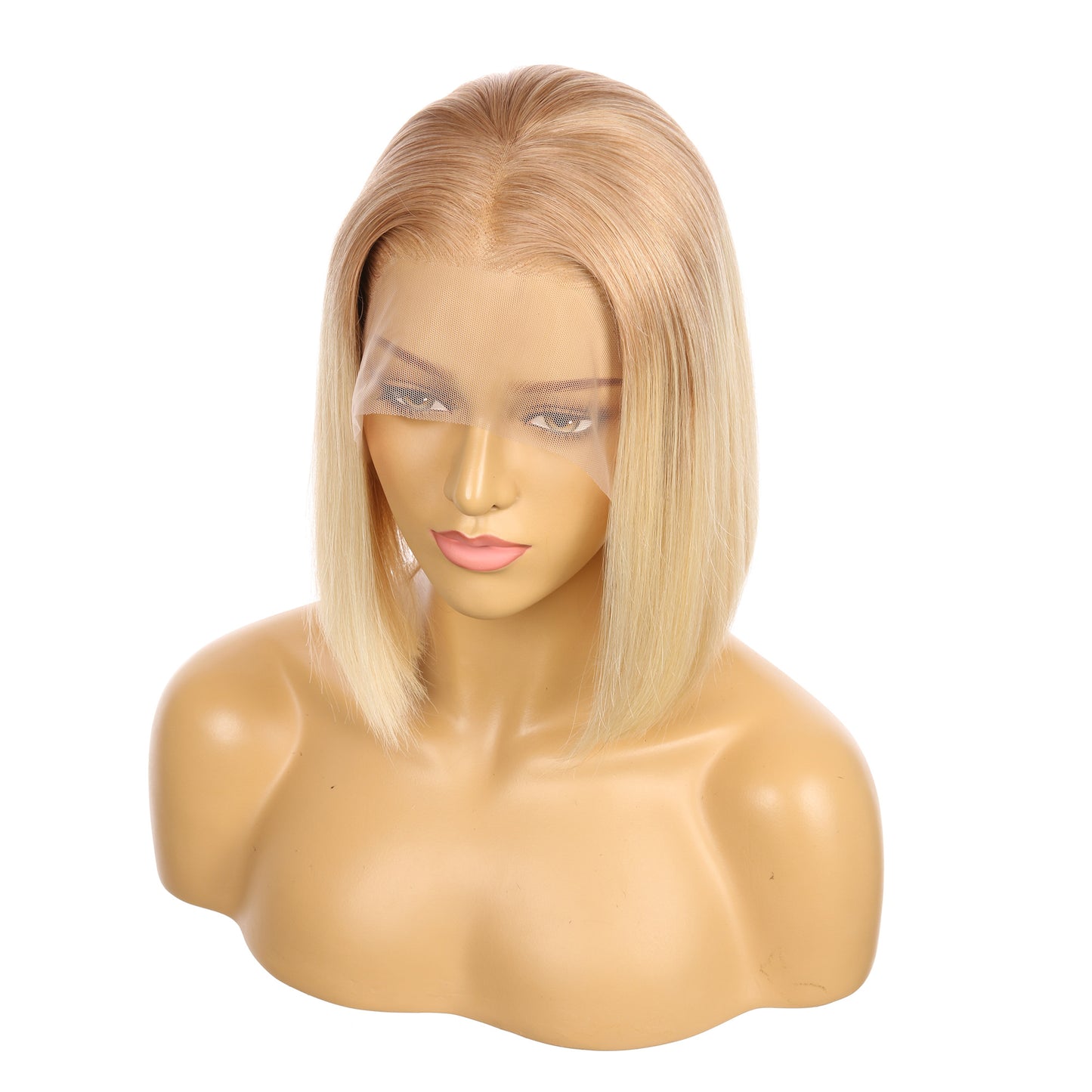 10" 12T613 - Couleur courte #12T613 Perruque de cheveux humains Remy 10 pouces Brun miel / Blond décoloré