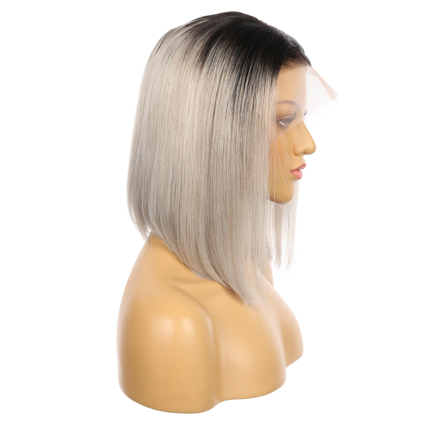 10" #1b/Gris - Perruque de cheveux humains Remy courte couleur noir/gris 10 pouces #1b/Gris