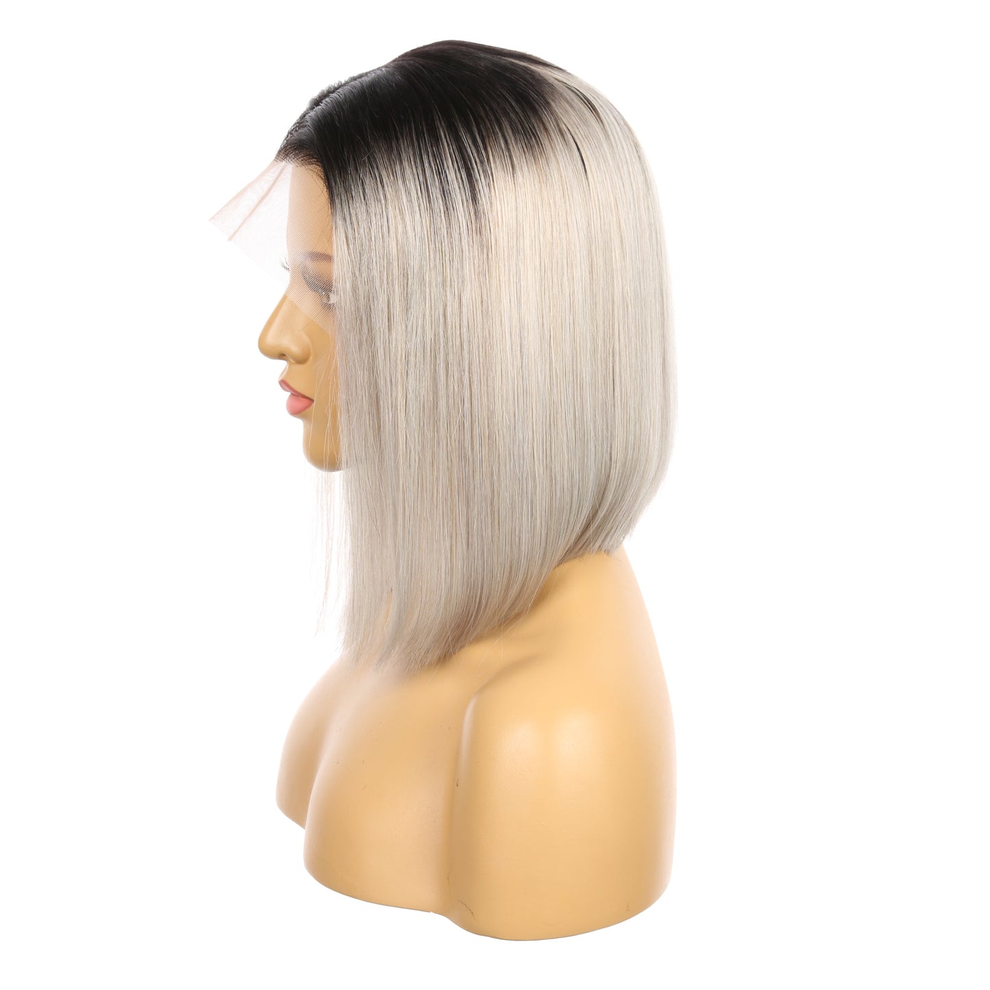 10" #1b/Gris - Perruque de cheveux humains Remy courte couleur noir/gris 10 pouces #1b/Gris