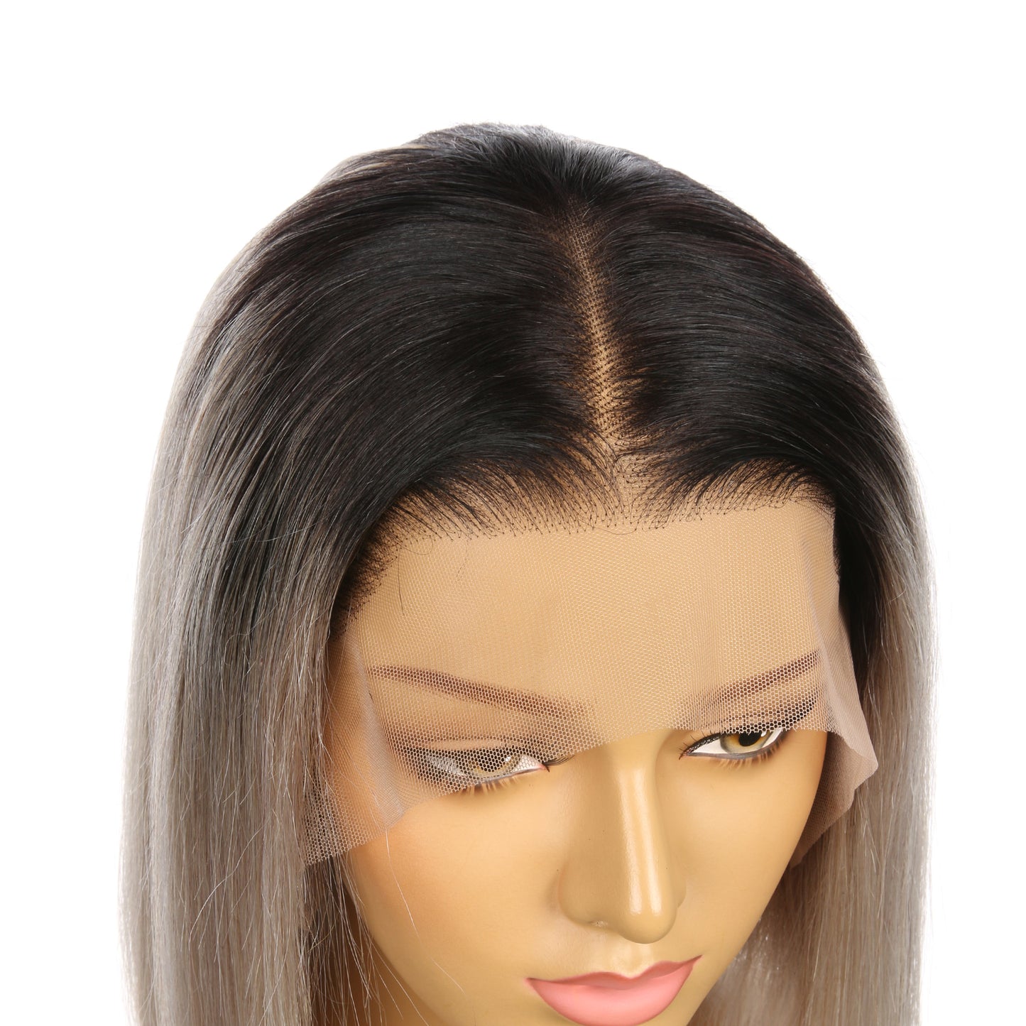 10" #1b/Gris - Perruque de cheveux humains Remy courte couleur noir/gris 10 pouces #1b/Gris