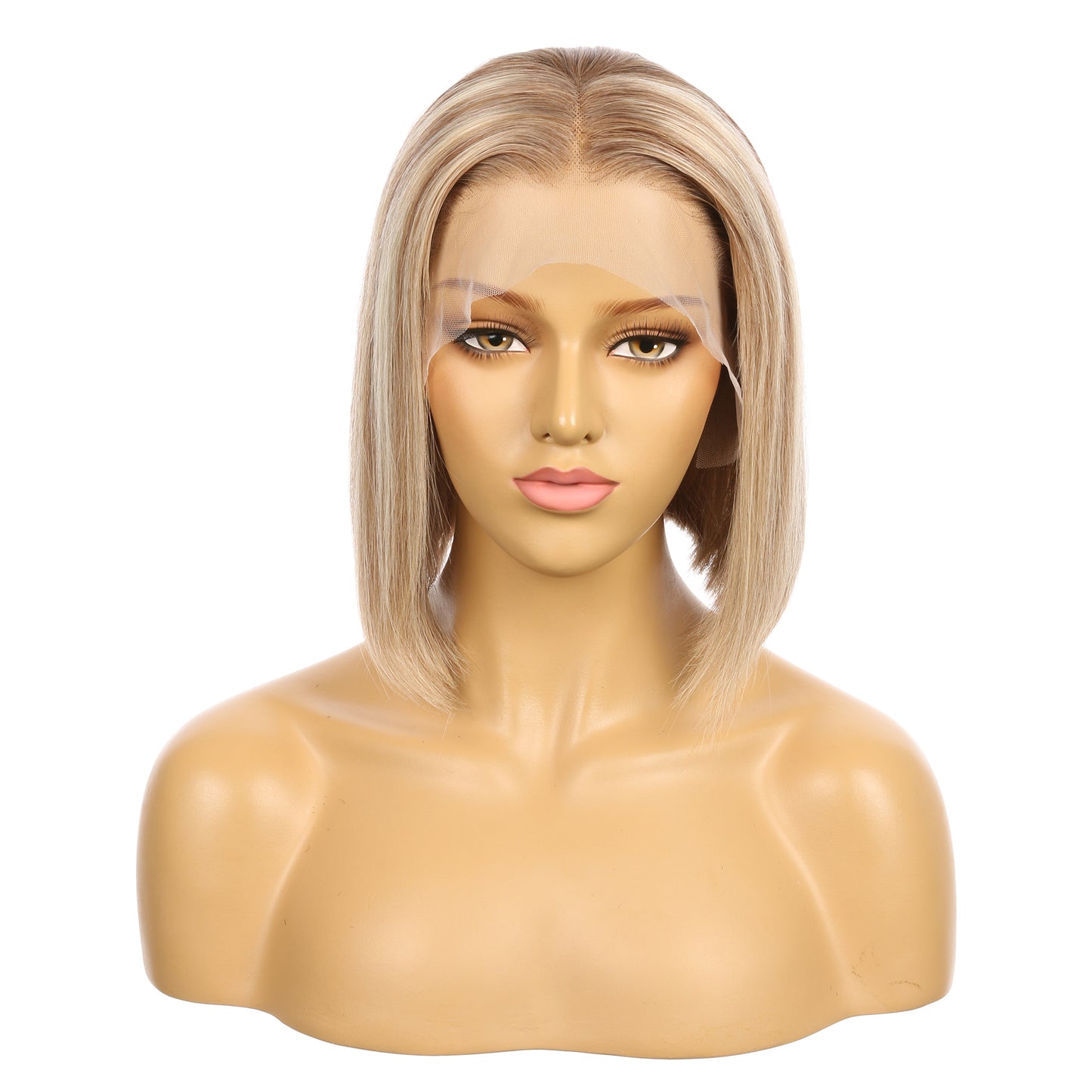 10"#8t/8/60 Perruque courte de cheveux humains Remy blonds mélangés enracinés 10 pouces