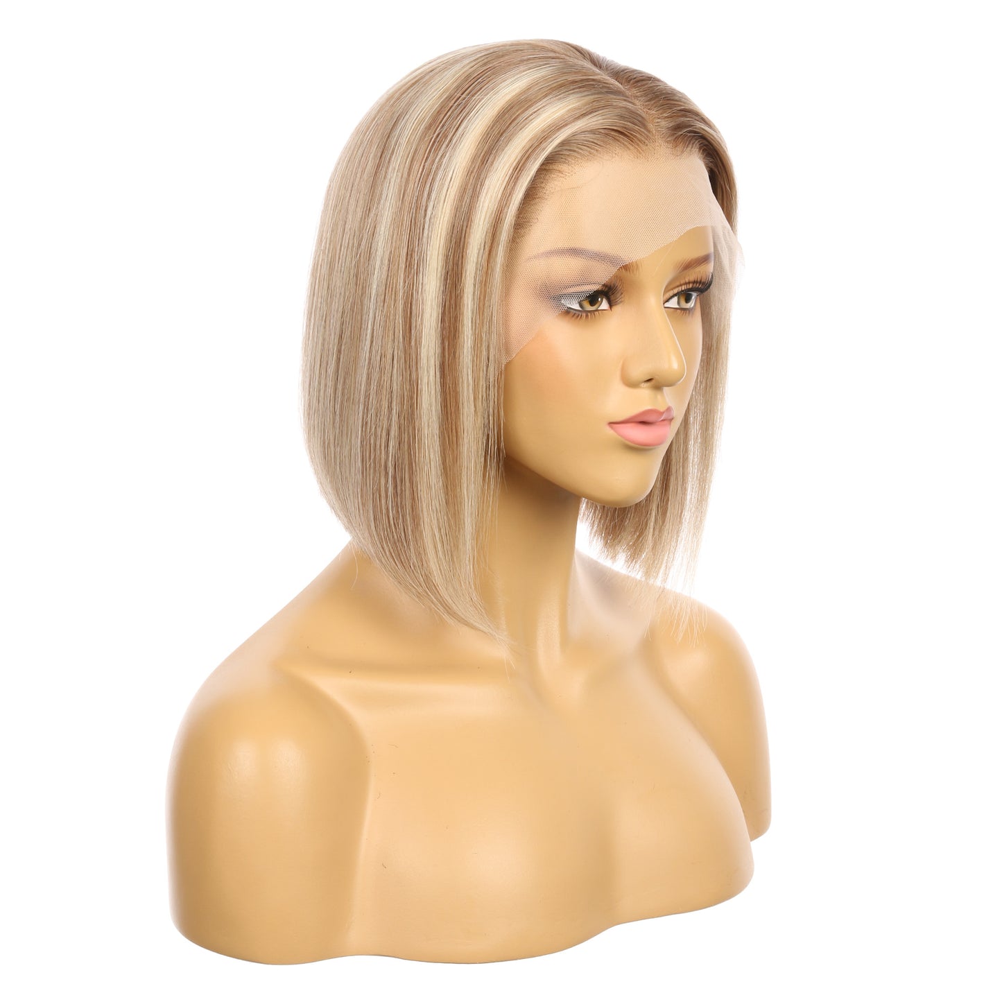 10"#8t/8/60 Perruque courte de cheveux humains Remy blonds mélangés enracinés 10 pouces