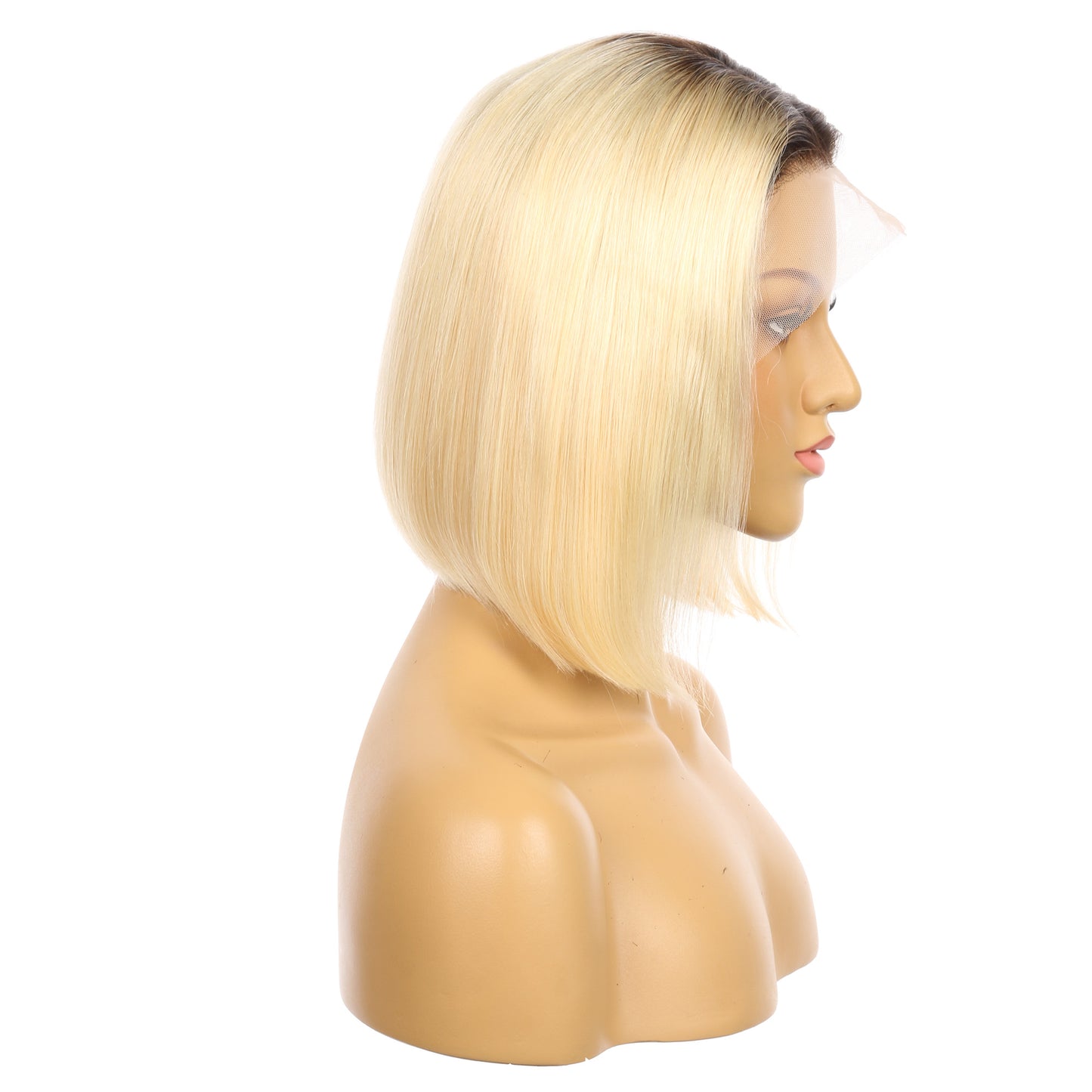 Perruque courte de cheveux humains Remy blond ombré #1BT/613/bob 10 pouces, coupe carrée Bob