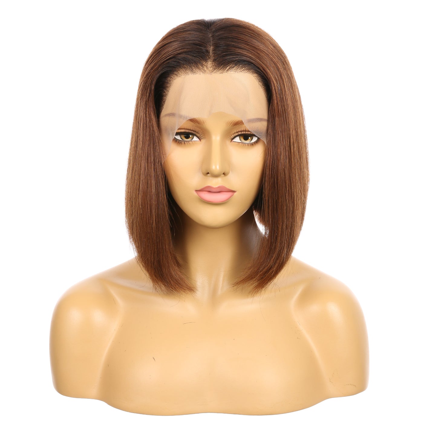 10" # 1bt/30 bob Ombre rougeâtre brun Remy cheveux humains perruque courte 10 pouces, coupe carrée Bob