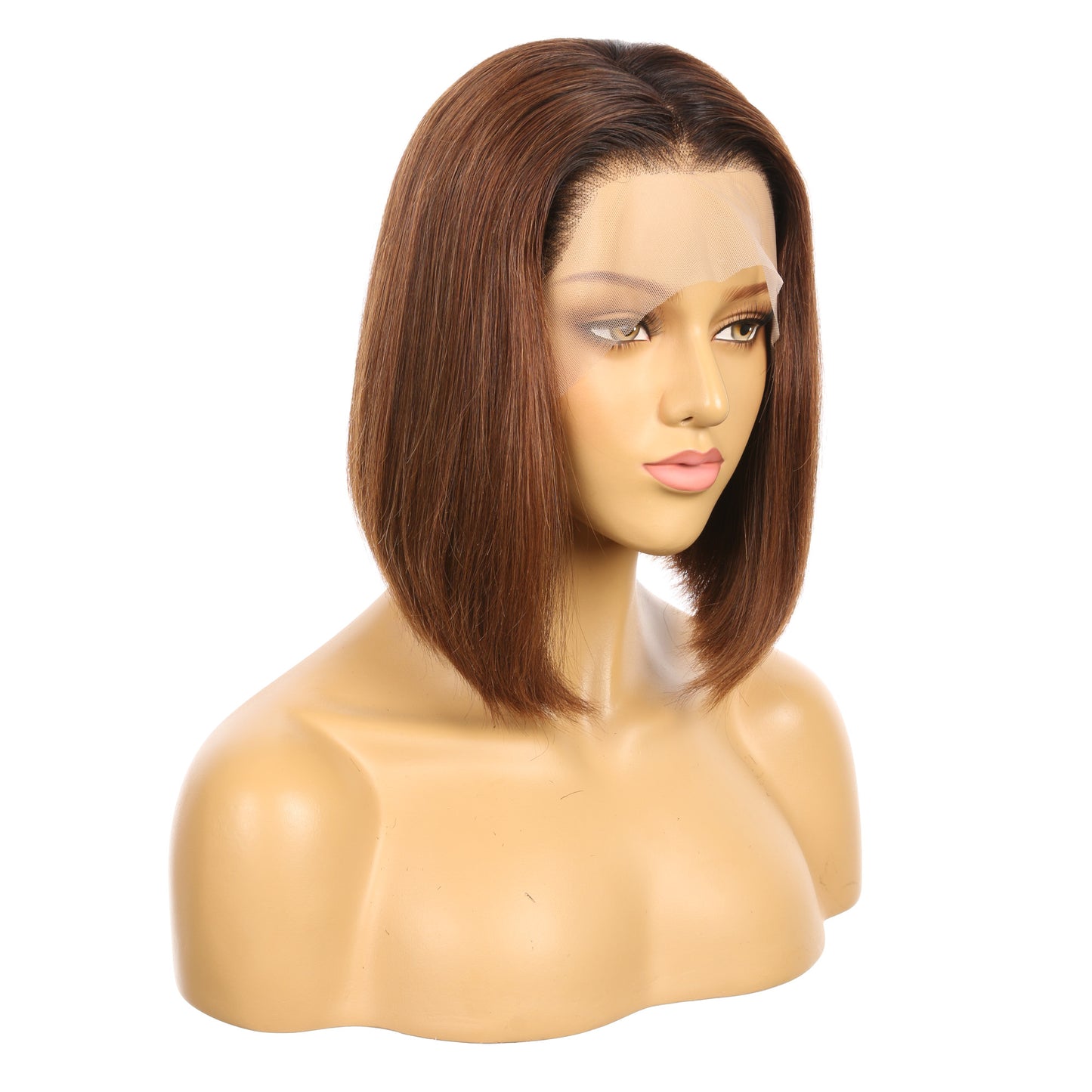 10" # 1bt/30 bob Ombre rougeâtre brun Remy cheveux humains perruque courte 10 pouces, coupe carrée Bob