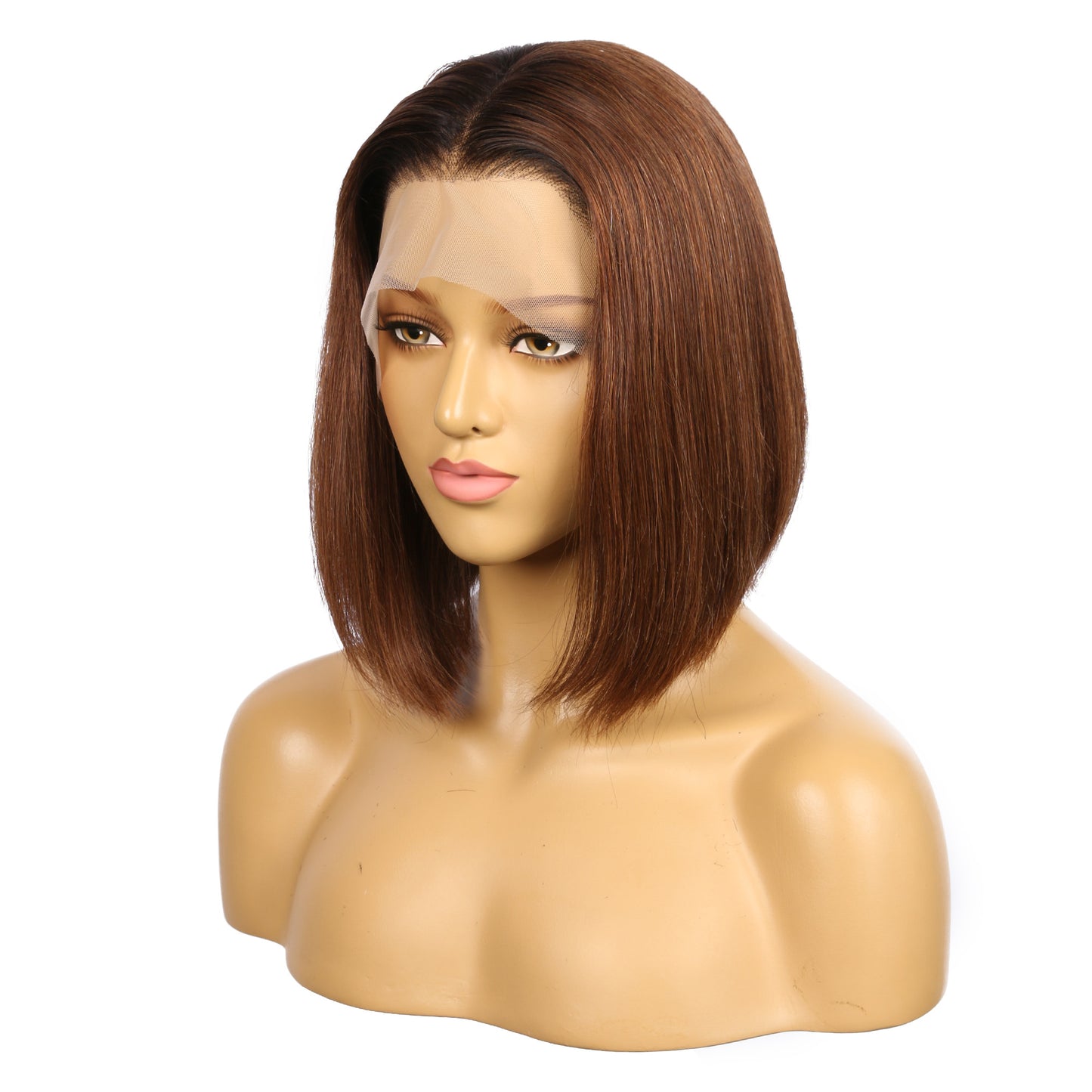 10" # 1bt/30 bob Ombre rougeâtre brun Remy cheveux humains perruque courte 10 pouces, coupe carrée Bob