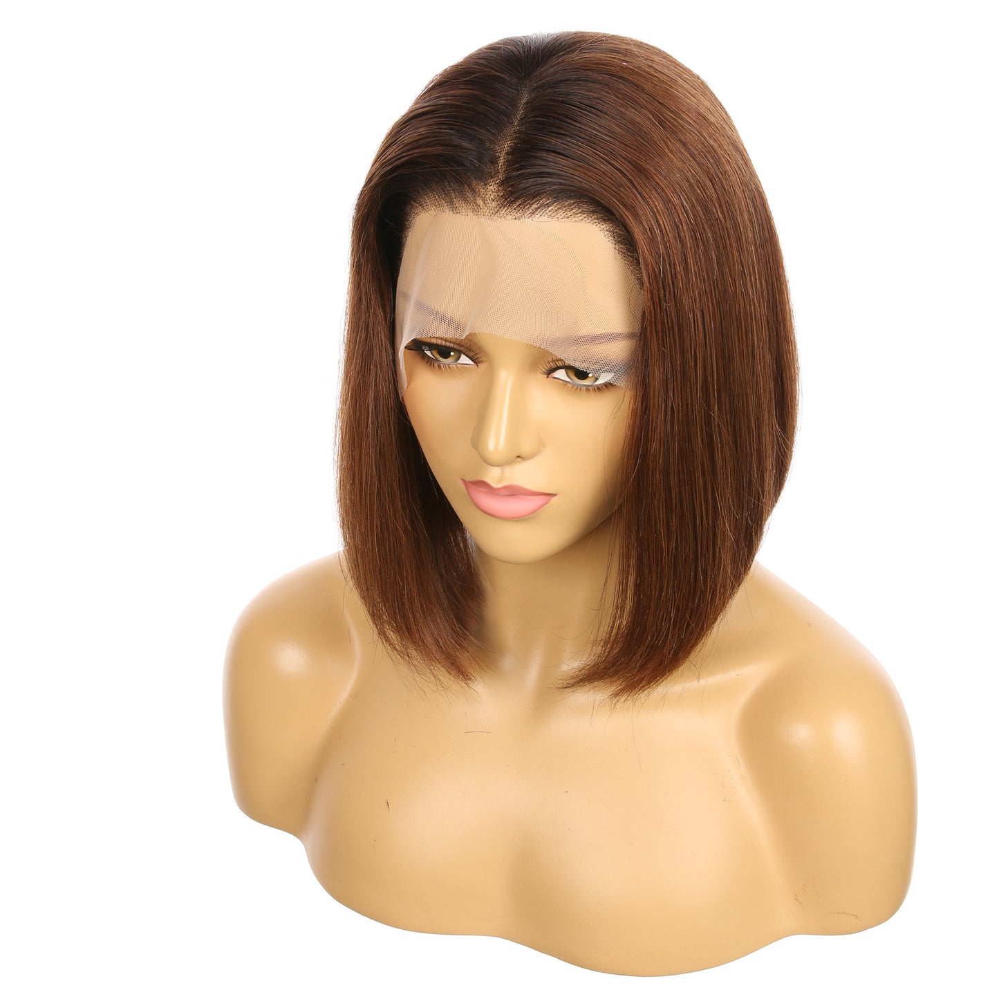 10" # 1bt/30 bob Ombre rougeâtre brun Remy cheveux humains perruque courte 10 pouces, coupe carrée Bob