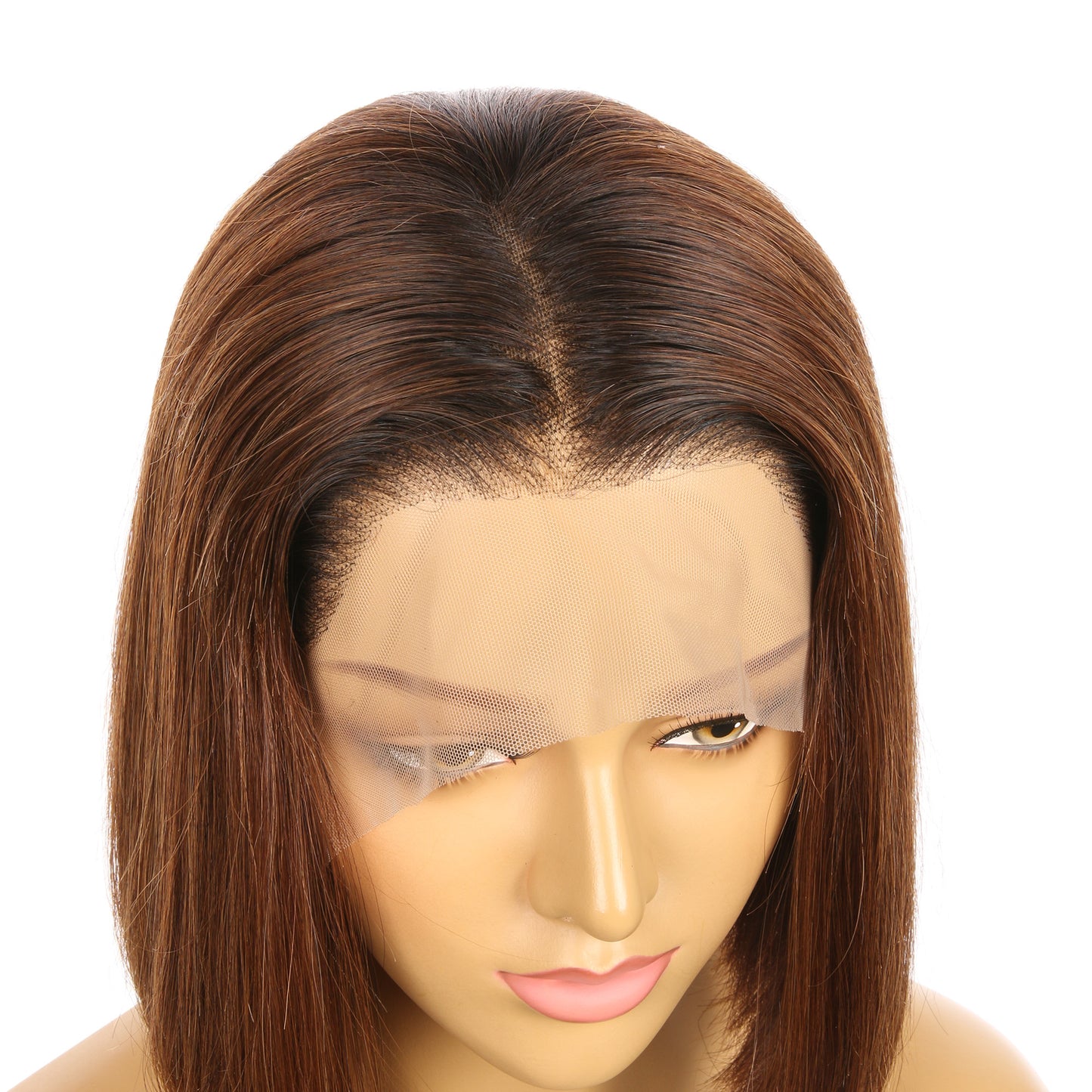10" # 1bt/30 bob Ombre rougeâtre brun Remy cheveux humains perruque courte 10 pouces, coupe carrée Bob