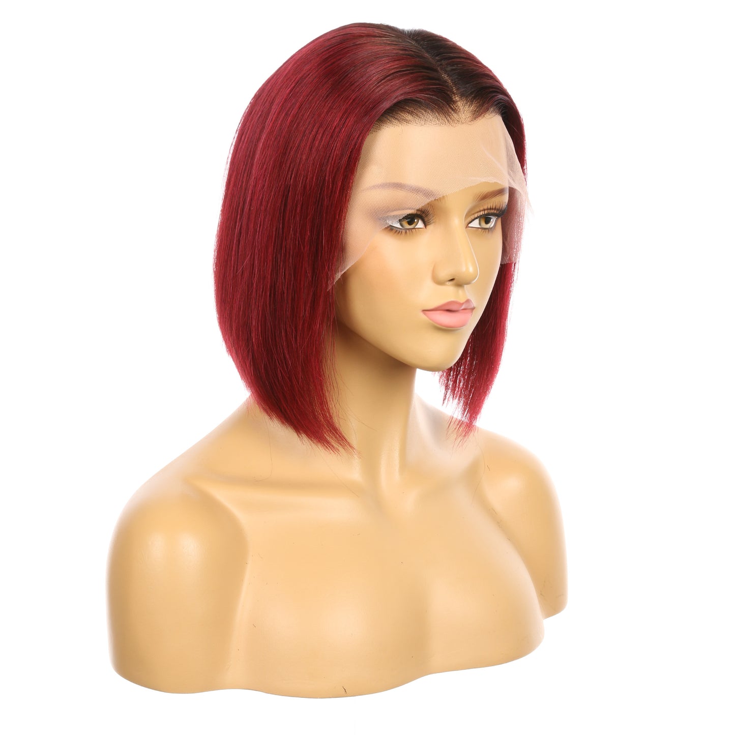 10" #1bt/99j-bobo - Perruque de cheveux humains Remy couleur courte #1bt/99j 10 pouces bordeaux