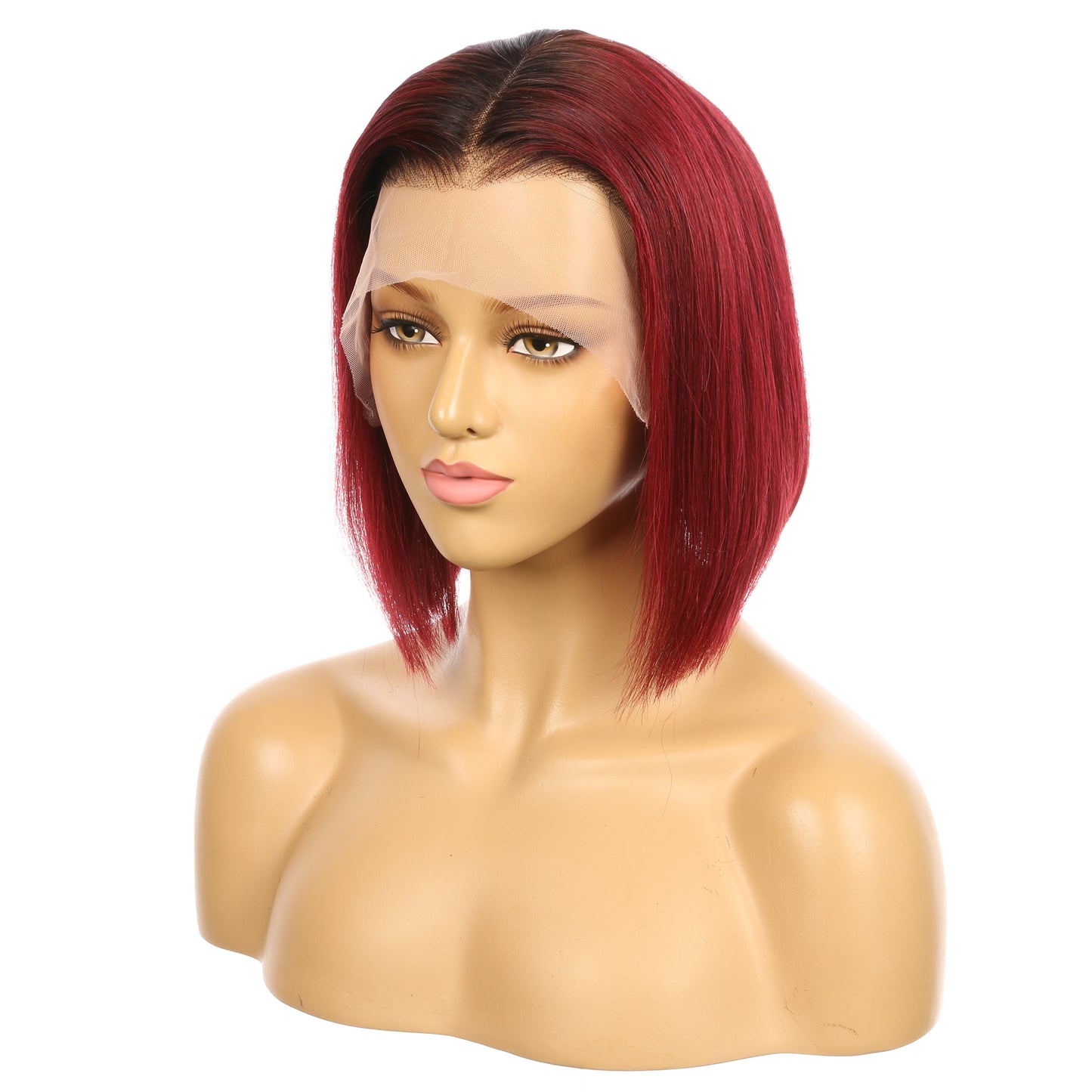 10" #1bt/99j-bobo - Perruque de cheveux humains Remy couleur courte #1bt/99j 10 pouces bordeaux