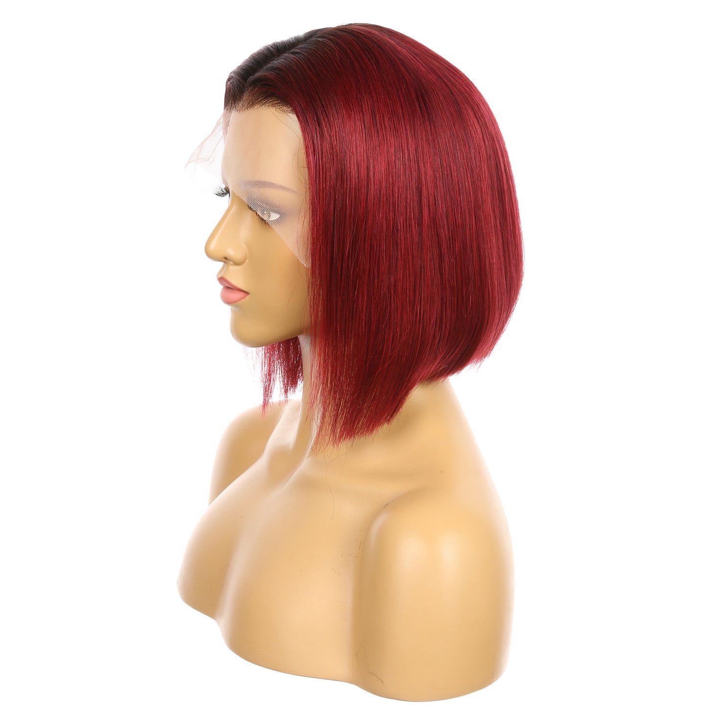 10" #1bt/99j-bobo - Perruque de cheveux humains Remy couleur courte #1bt/99j 10 pouces bordeaux