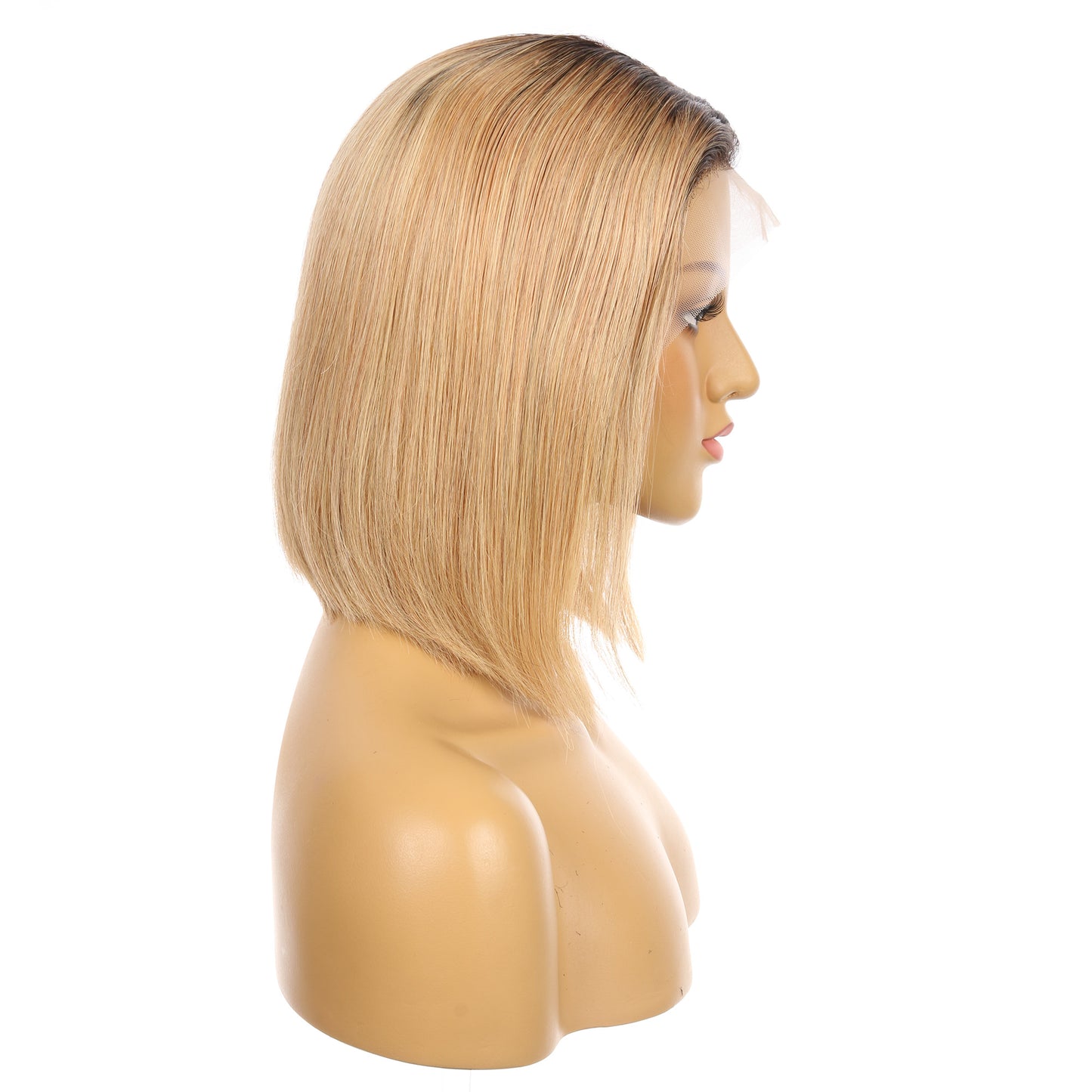 10" # 1BT/27 Ombre Fraise Blonde Remy Cheveux Humains Perruque Courte 10 pouces