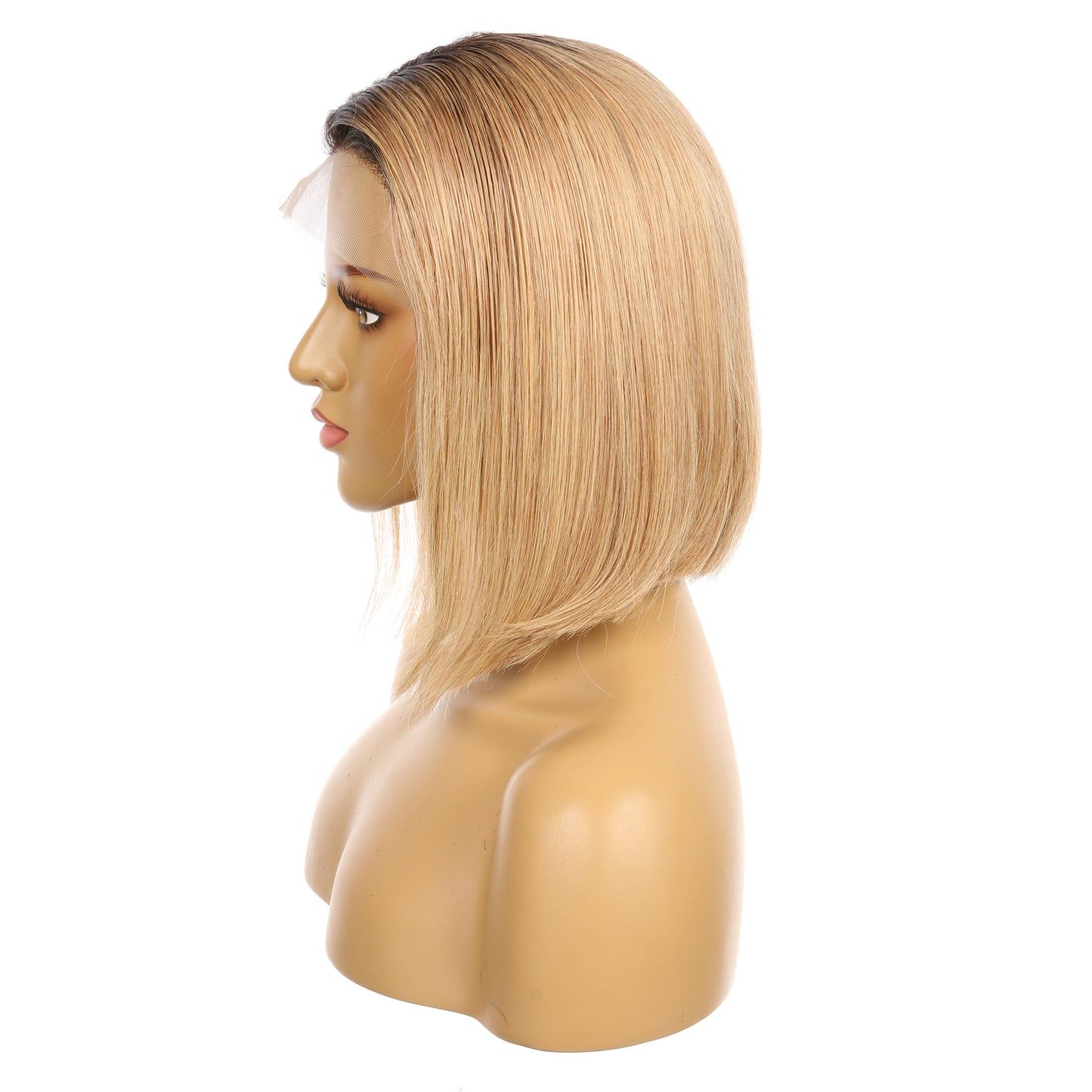 10" # 1BT/27 Ombre Fraise Blonde Remy Cheveux Humains Perruque Courte 10 pouces
