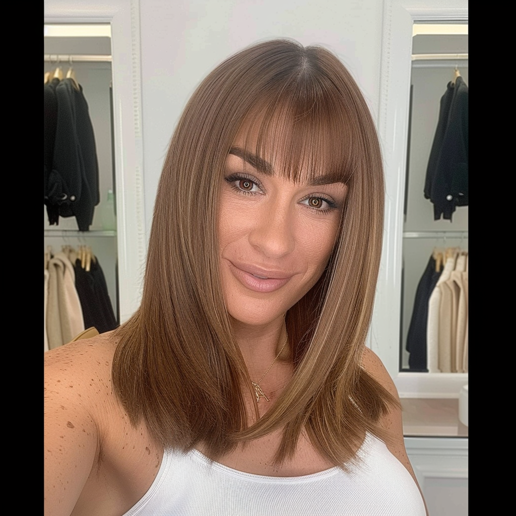 Ophelia - Short Brunette Remy Human Hair Wig 14 Inches Bob Wig With Bang