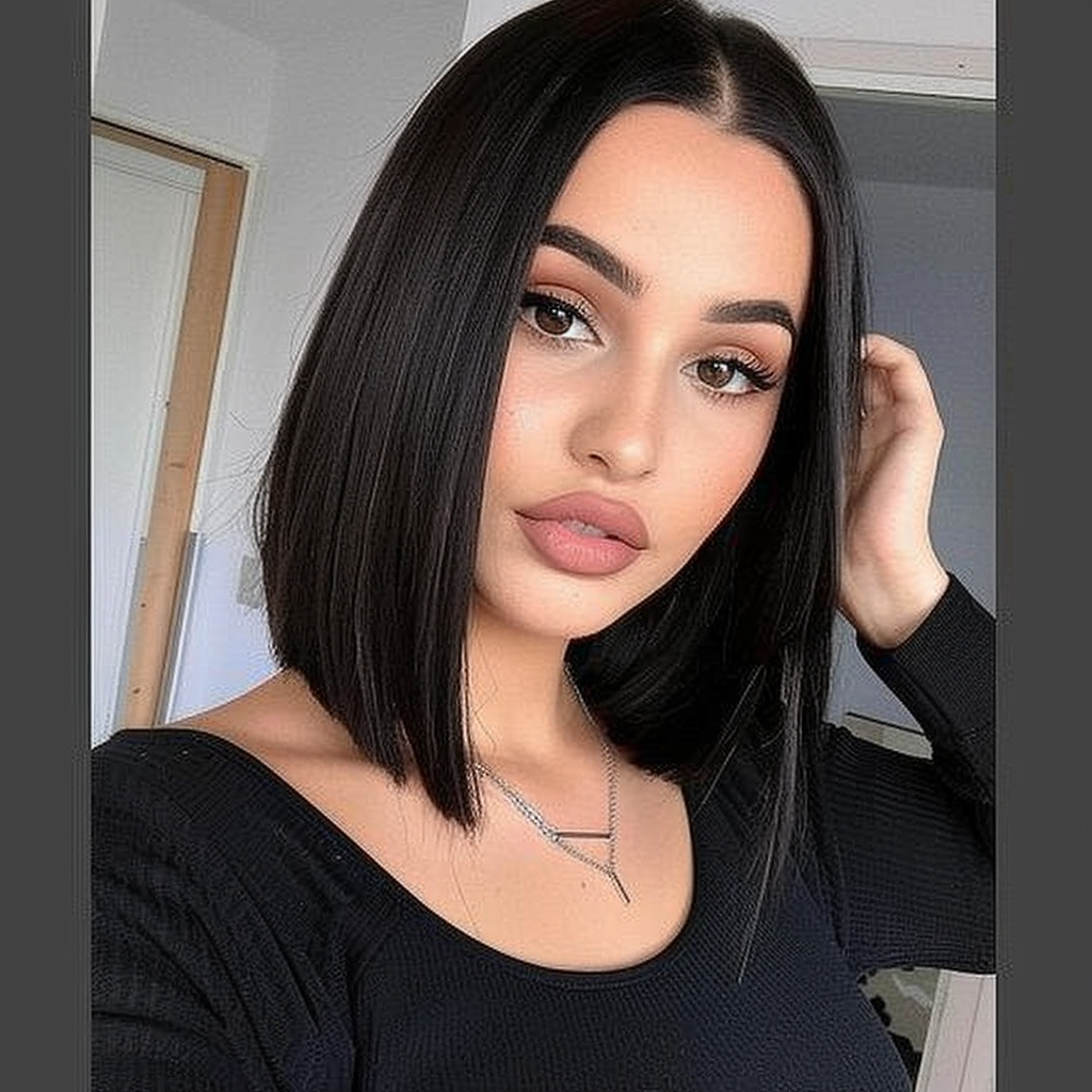 10" # 1b/bob Perruque courte de cheveux humains Remy brun le plus foncé 10 pouces, coupe carrée Bob