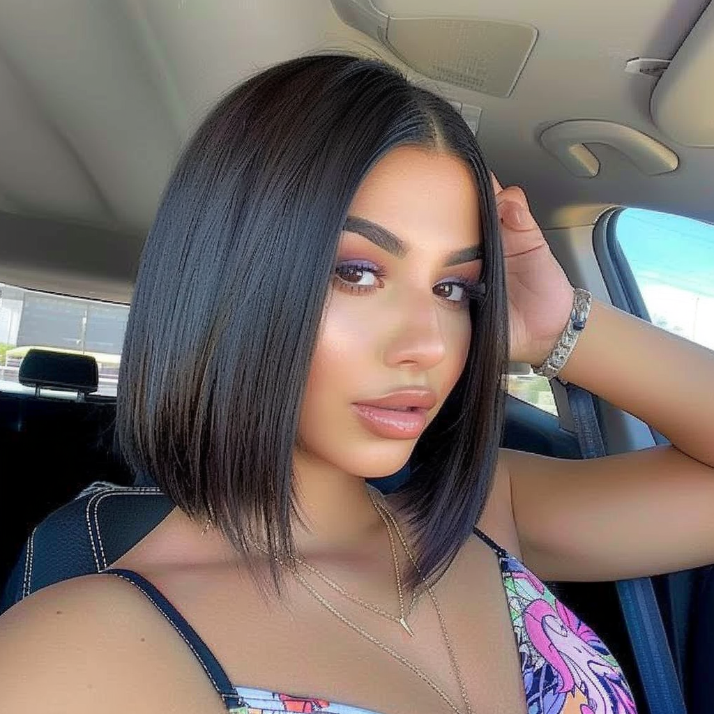 10" # 1b/bob Perruque courte de cheveux humains Remy brun le plus foncé 10 pouces, coupe carrée Bob