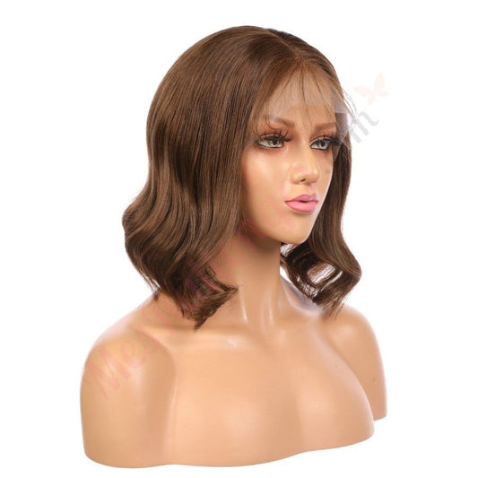Charlotte - Short Brunette Remy Human Hair Wig 14 Inches Bob Wig With Bang