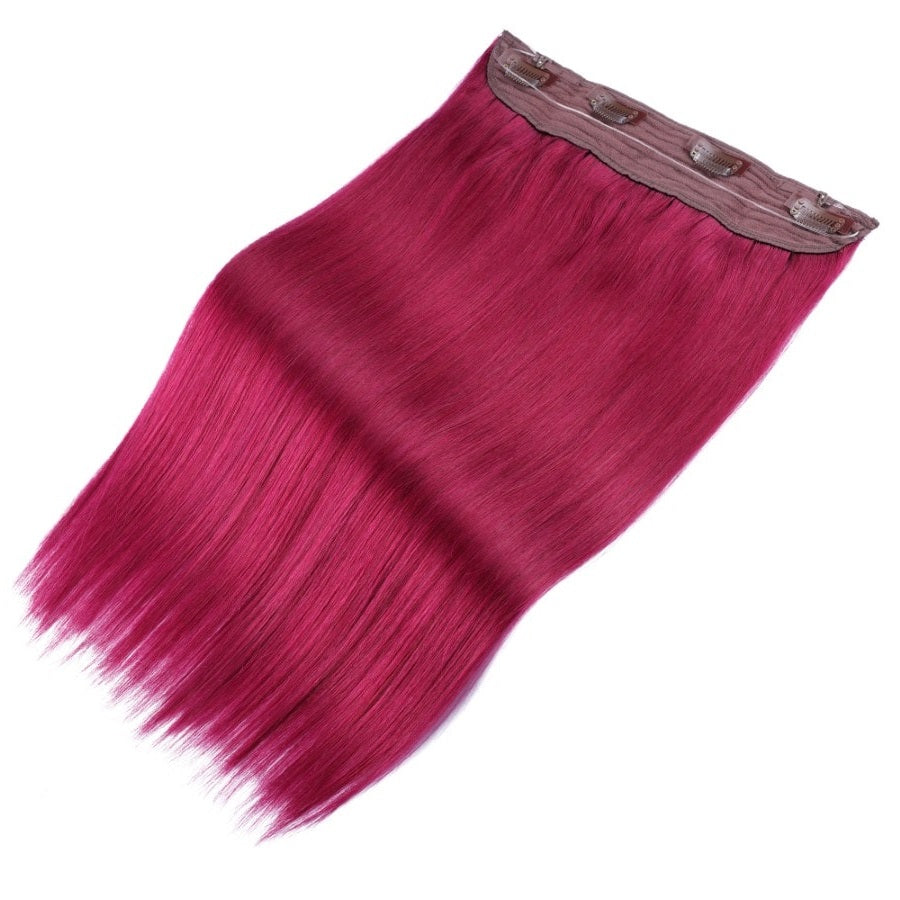 Extensiones de cabello con alambre invisible en color burdeos: cabello humano Remy 100 % real